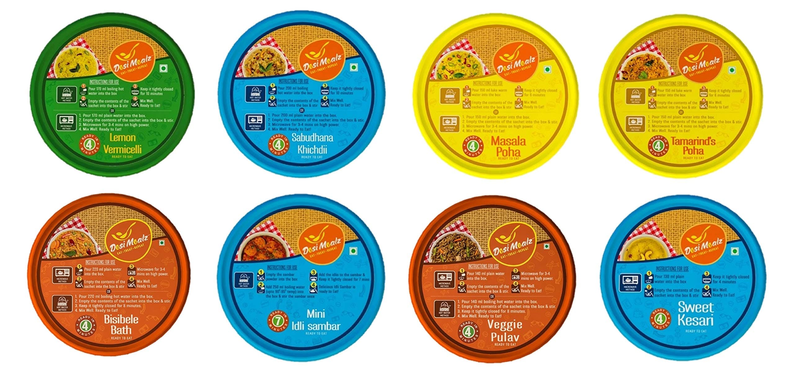 Desi Mealz Breakfast Pack - No Onion No Garlic Special Combo | Instant Foods | Vegetarian | Readymade Packaged Food | No Preservatives (Pack of 8) — image 4