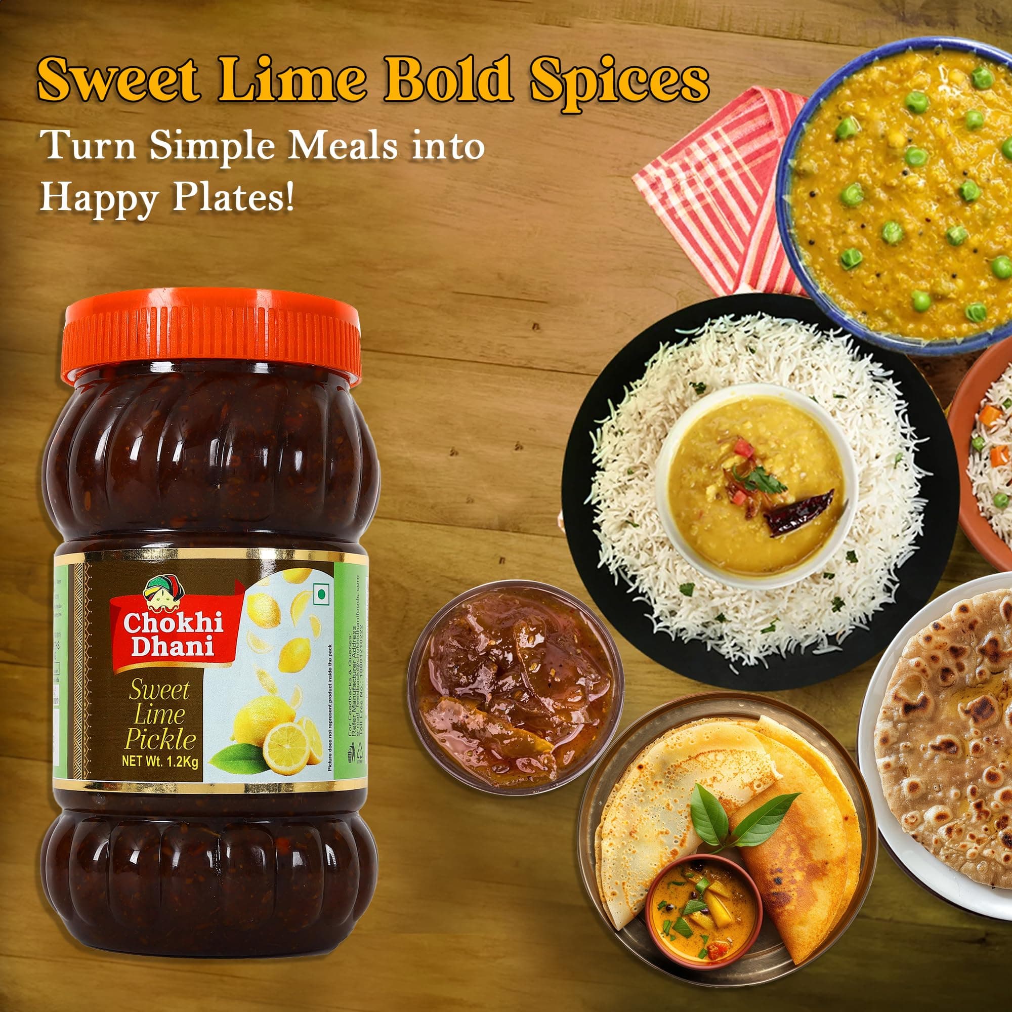 Chokhi Dhani Sweet Lime Pickle 1.2kg | Homemade Tangy & Spicy Nimbu Achar | Traditional Indian Lemon Pickle Without Onion & Garlic | Oil Free | Authentic Taste — image 4