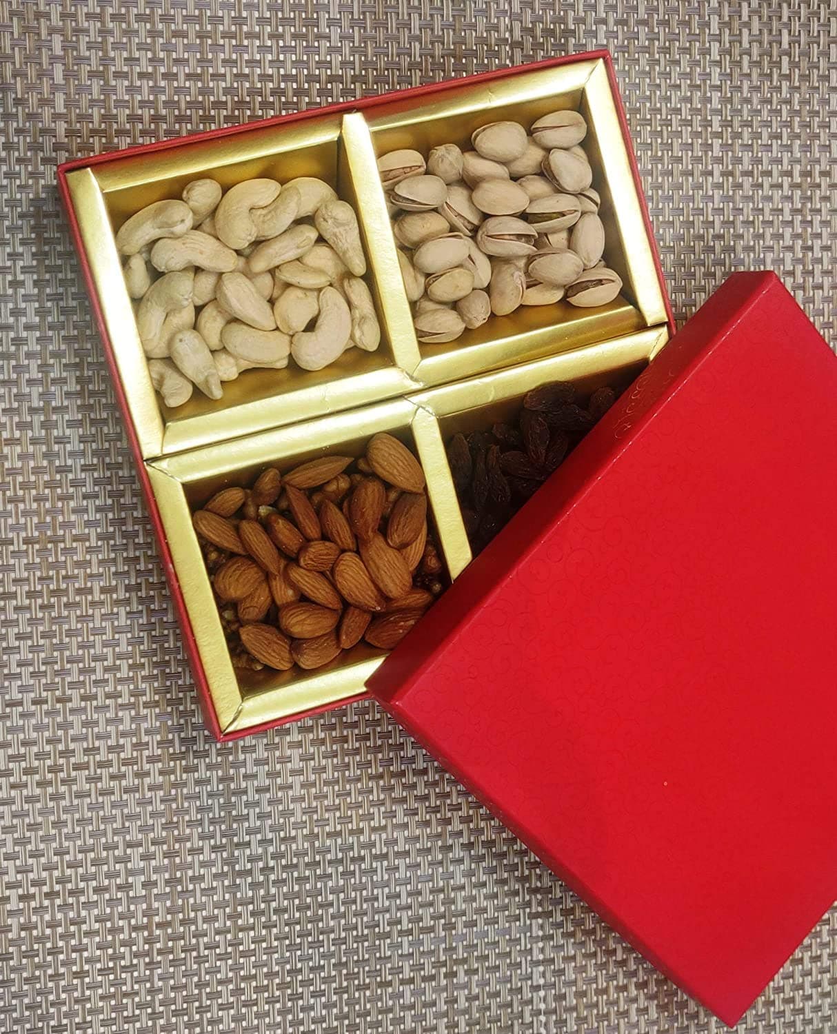 SHRI JAIN GROCERY Traditional Dry Fruit and Nuts Gift Box (CASHEW/ALMONDS/RAISINS/PISTA) [100gm each] — image 3