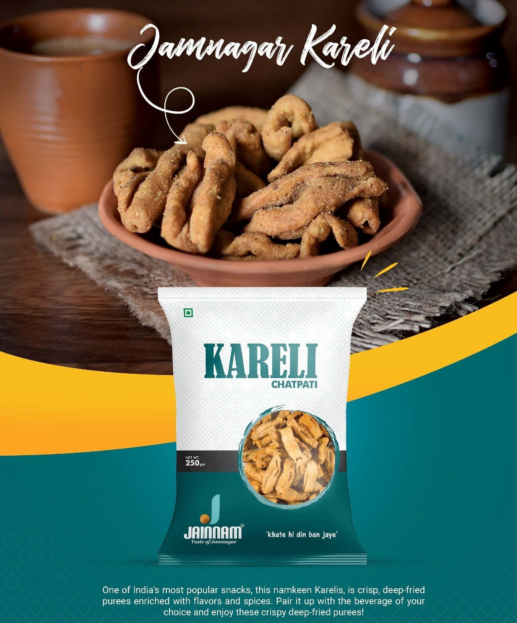 Jainam Food ChatPati Kareli (250g) | Ready to Eat Gujarati Snack | Spicy and Crispy — image 3
