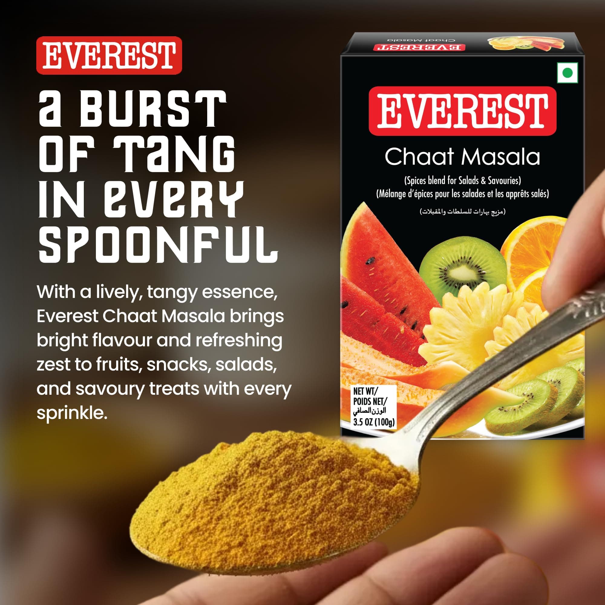 Everest Chaat Masala – 100g | Tangy & Flavourful Chaat/Chat Masala Powder for Snacks, Fruits, Salads & Street-Style Dishes — image 3