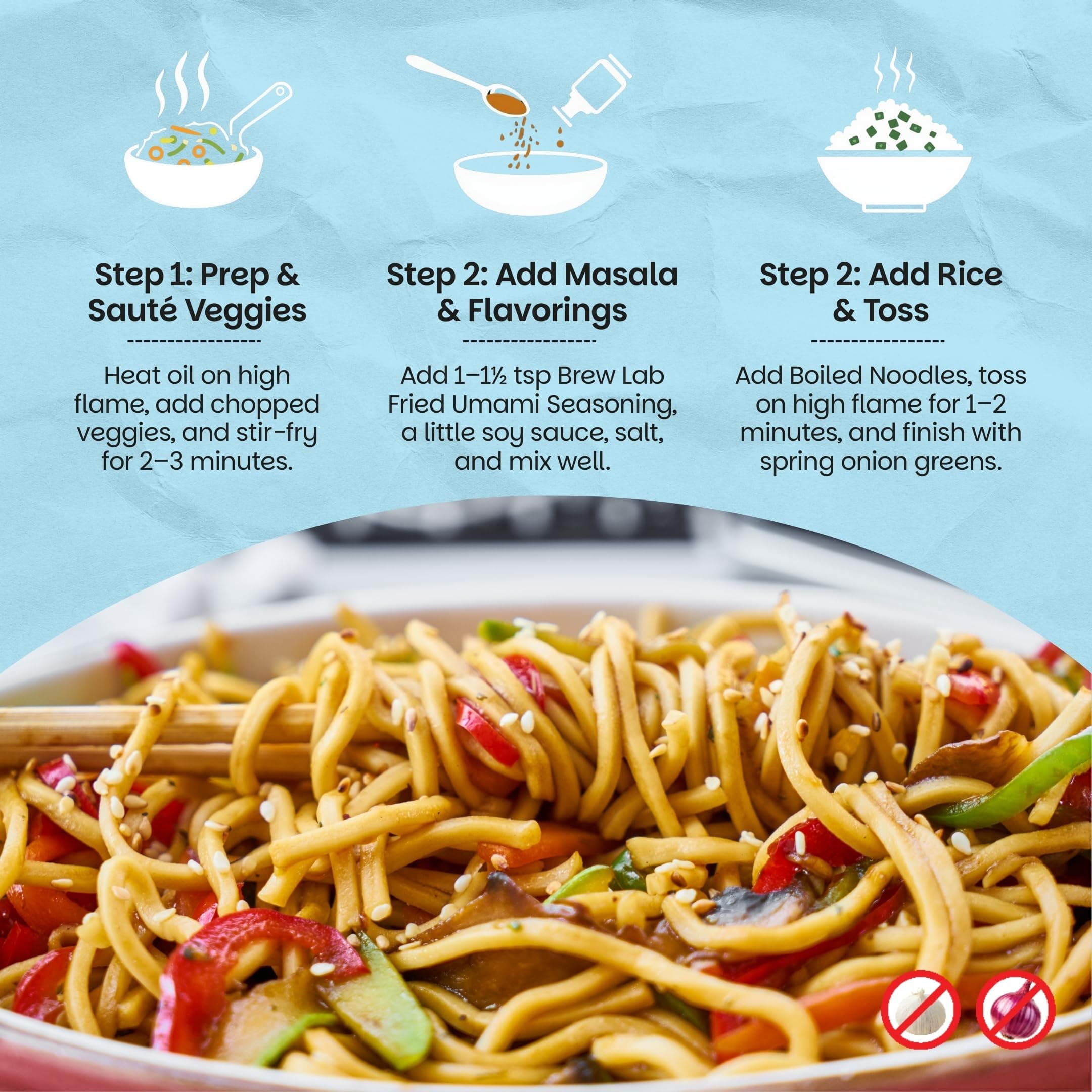 Brew Lab No Onion No Garlic Umami Masala | Jain & Satvik Friendly Asian Seasoning for Noodles, Fried Rice, Soups & Stir-Fries | High Umami Taste | 250g — image 4
