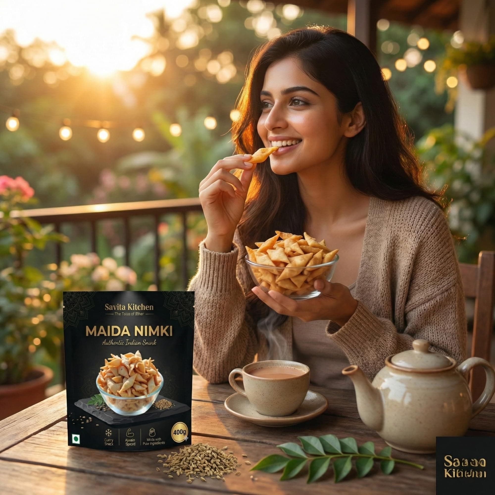 Savita Kitchen Authentic Maida Nimki (Namak Para) | Crispy Indian Tea-Time Snack | Bihar Style Homemade Namkeen | Ajwain Spiced, No Artificial Flavors | 400g — image 6