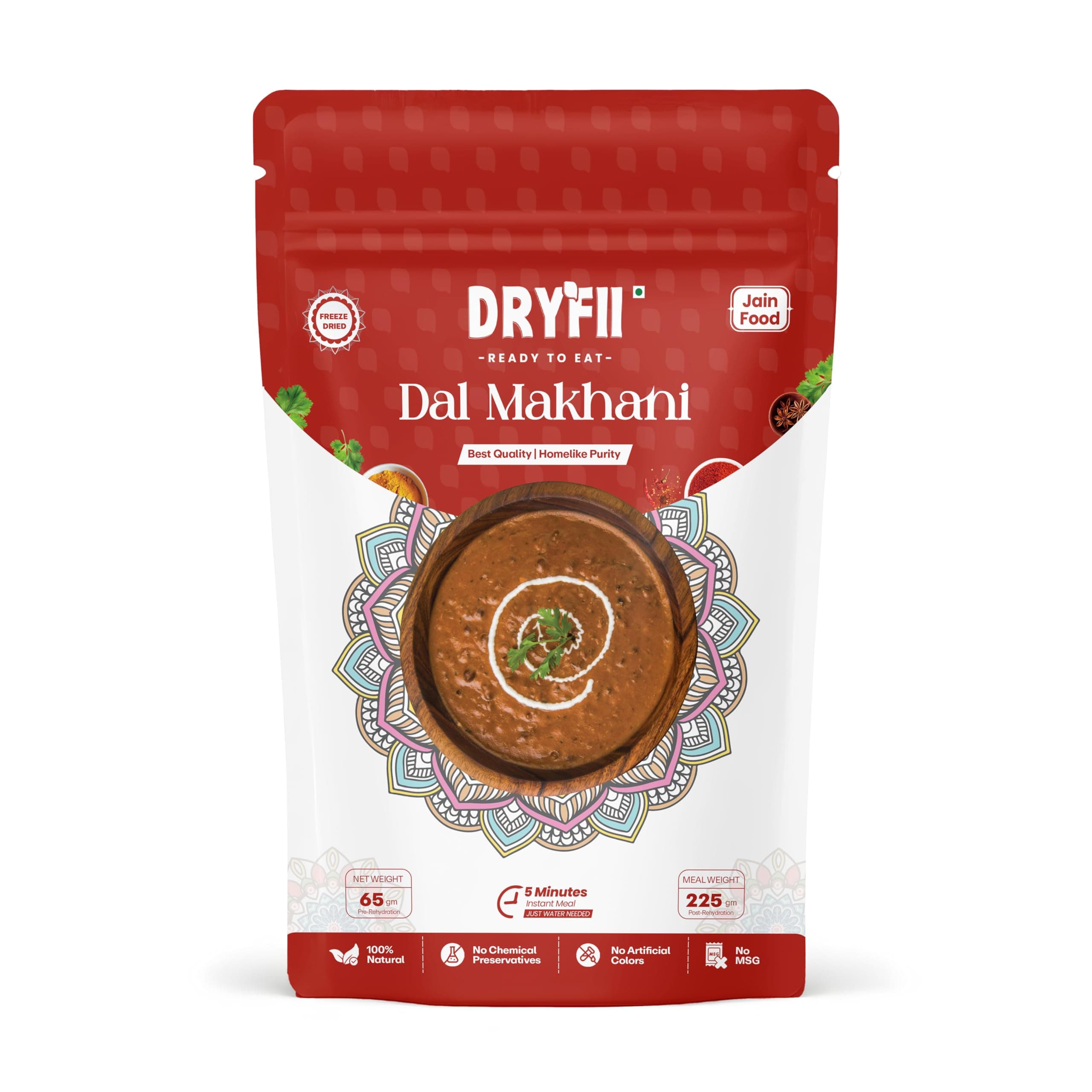 Dryfii Ready to Eat Laccha Paratha (5 Pieces, 1 Pack) & Jain Dal Makhani Combo | Freeze Dried | Creamy North Indian Meal | Quick Lunch & Dinner — image 2