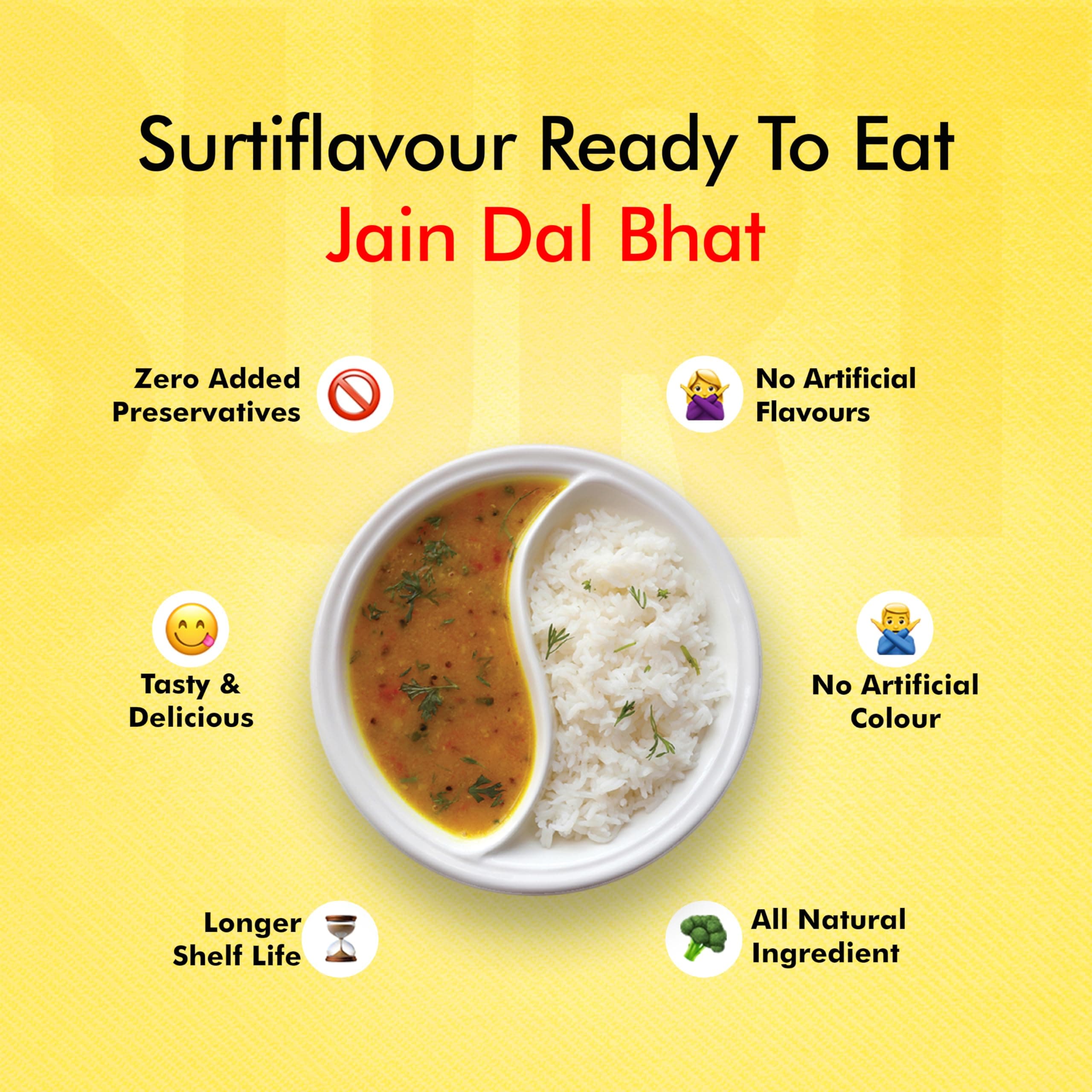 Surtiflavour Authentic Jain Dal Bhat, Ready-to-Eat Indian Dish, 300 Gram, Gluten-Free, Preservative-Free (Pack of 2) — image 4
