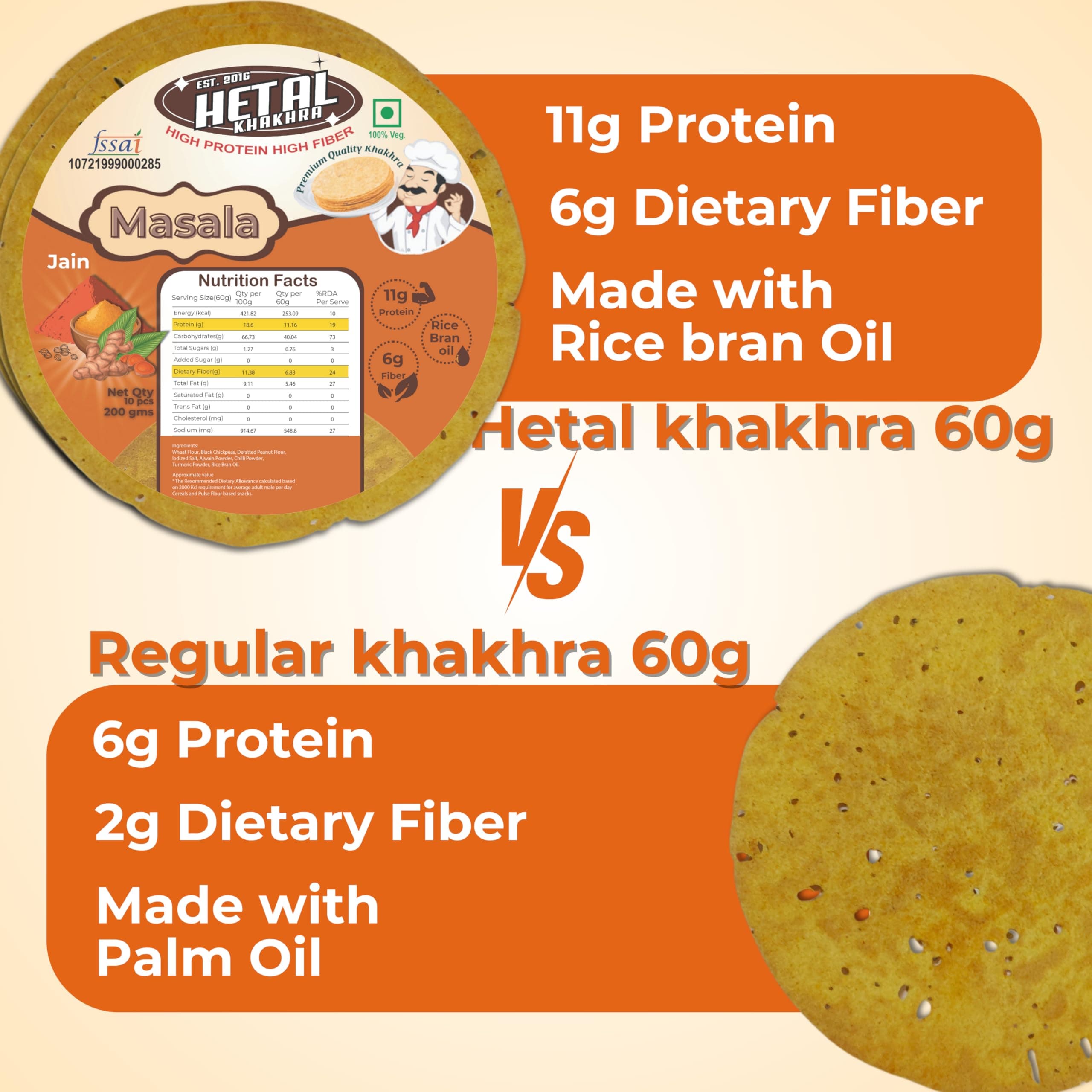 Masala Khakhra | JAIN | Crispy | Ready To Eat | High Protein High Fiber| No Palm Oil | 200g Vacuum Pack Of 2 — image 5