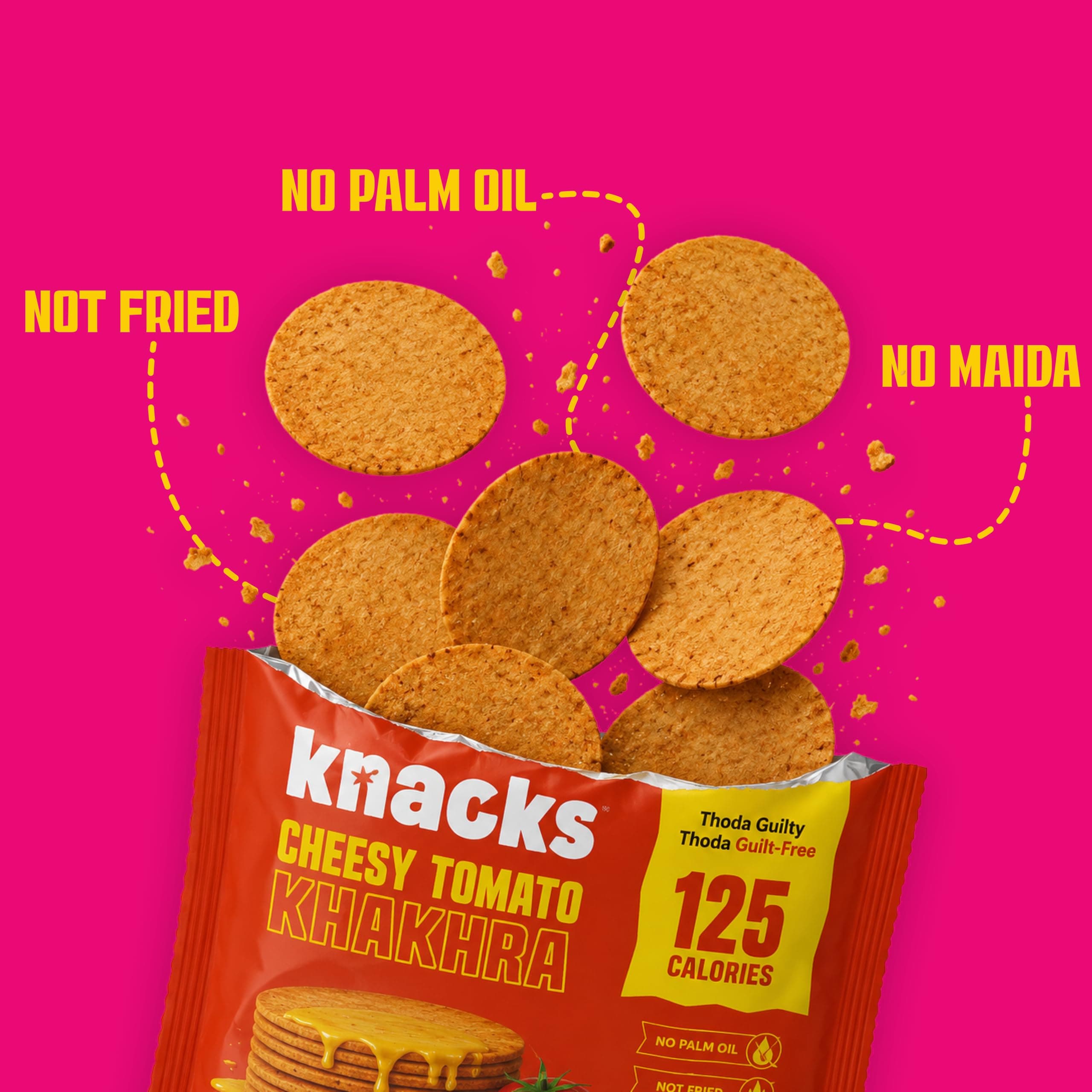 Knacks The Full Knacks Khakhra Chips Variety Pack | All 6 Flavours Coin Khakhra, 6 x 30g | 117-125 Calories Per Pack | Healthy Snack Gift Box | No Palm Oil, No Maida, Not Fried | High Protein — image 4