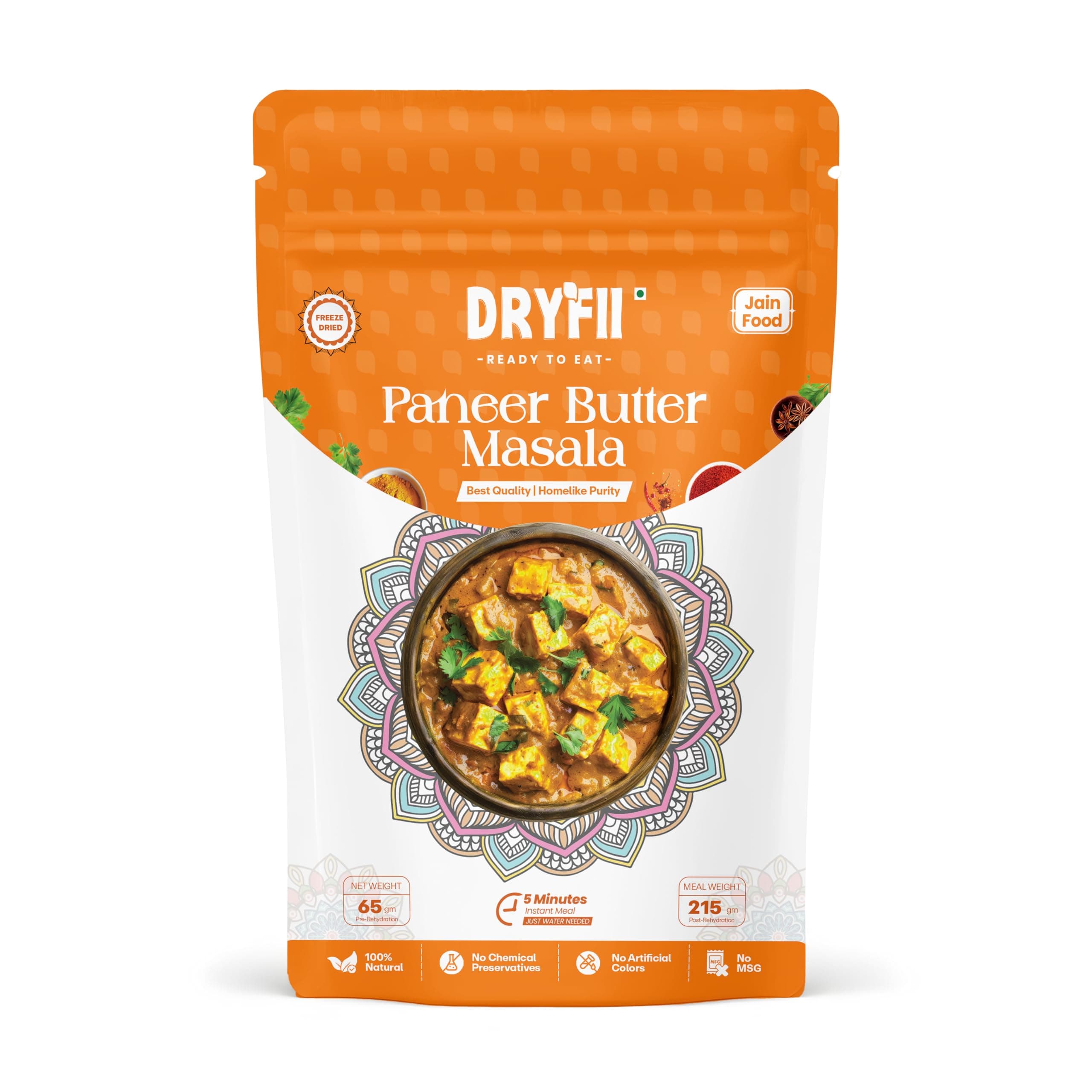 Dryfii Ready to Eat Laccha Paratha (5 Pieces, 1 Pack) & Jain Paneer Butter Masala Combo | Freeze Dried | Rich & Creamy Jain Meal | No Onion No Garlic — image 2