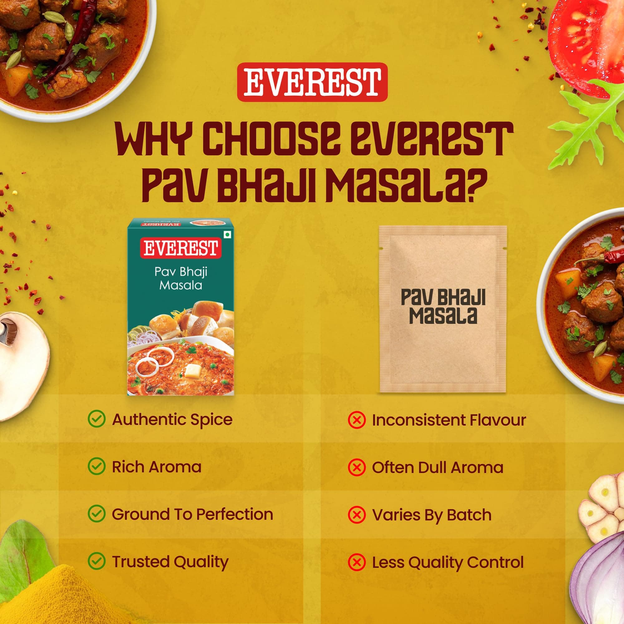 Everest Pav Bhaji Masala – 50g | Authentic Mumbai-Style Spice Blend for Rich, Flavourful Pav Bhaji | Aromatic Masala Powder for Bhaji, Snacks & Street-Style Cooking — image 4