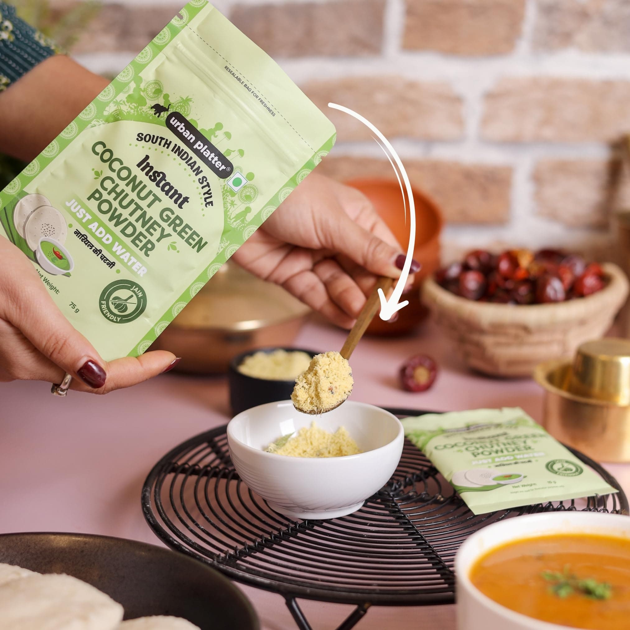 Urban Platter South Indian Style Instant Coconut Green Chutney Powder, 200g / 7oz [Nariyal ki Chutney, Just Add Water] — image 3