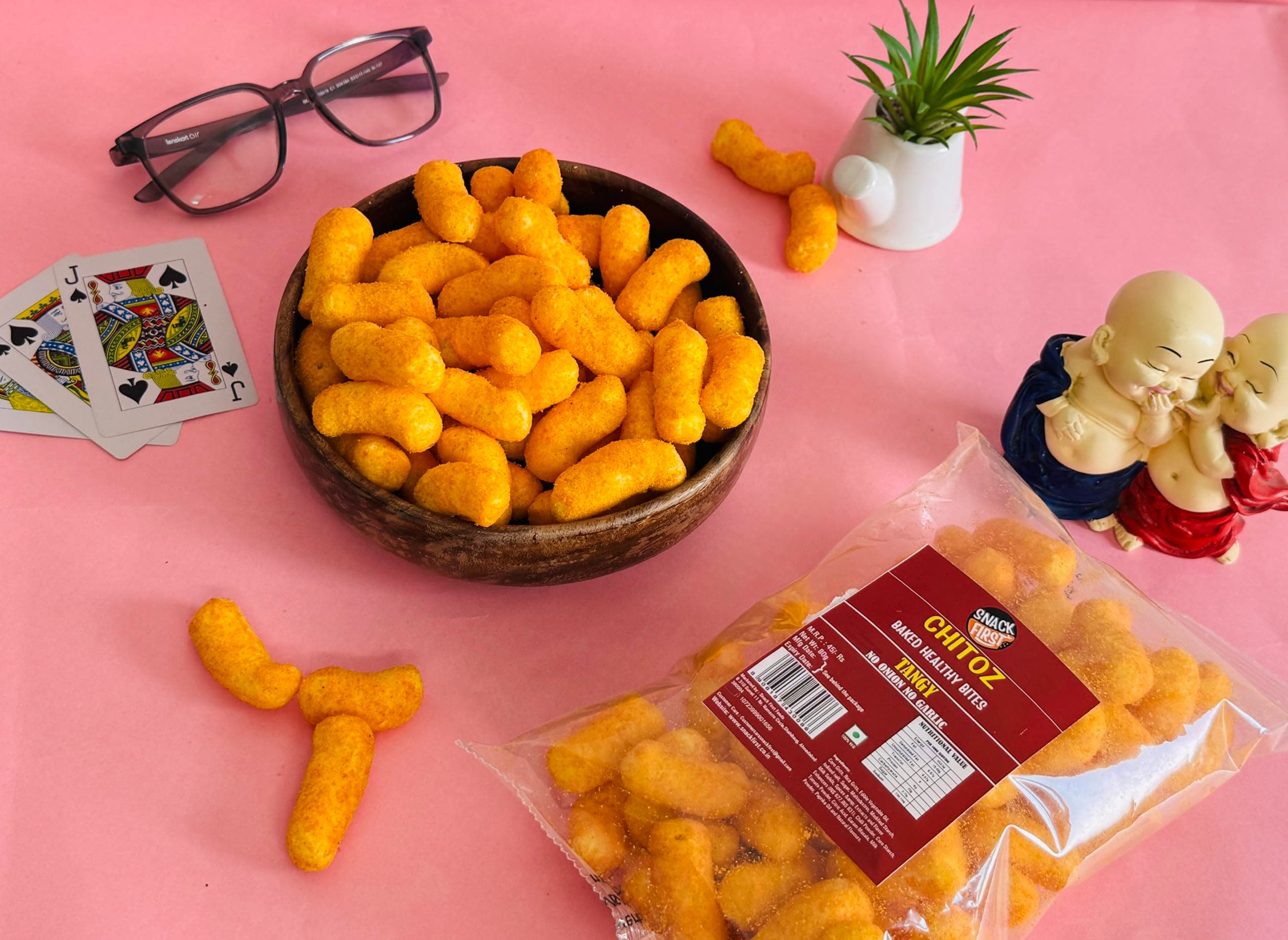 Snack First Baked Corn Puff (2) Masala Chitoz (2) Chitoz, Pack of 4, No Onion No Garlic, Jain, Puffed Snack, Corn Puffs, Healthy Snack, Namkeen, Each 80g — image 7