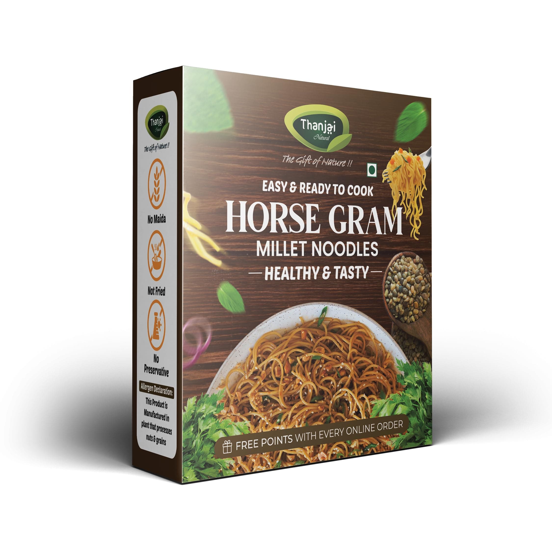 Thanjai Natural Horsegram Millet Noodles 200g Grams of Homemade Natural Millet Noodles(No Preservatives, No Chemicals, No Artificial Extract)