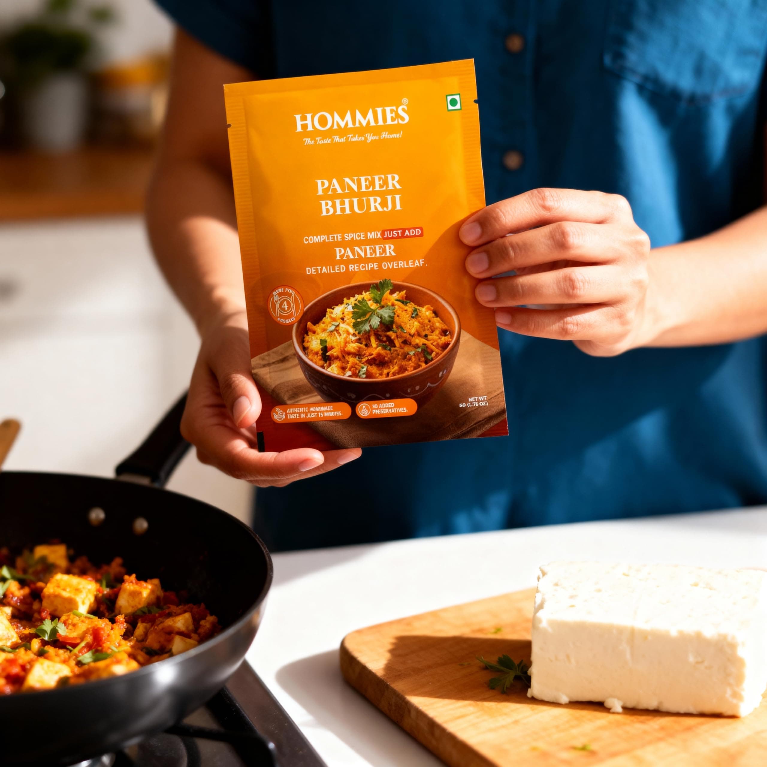 Hommies Paneer Bhurji Curry Spice Mix (Pack of 4) | Paneer Bhurji Masala | Ready to Cook in 15 Mins | Just Add Paneer & Milk | Serves 4 | Made with Cashew Nuts | No Preservatives | 200 g (4 × 50 g) — image 7