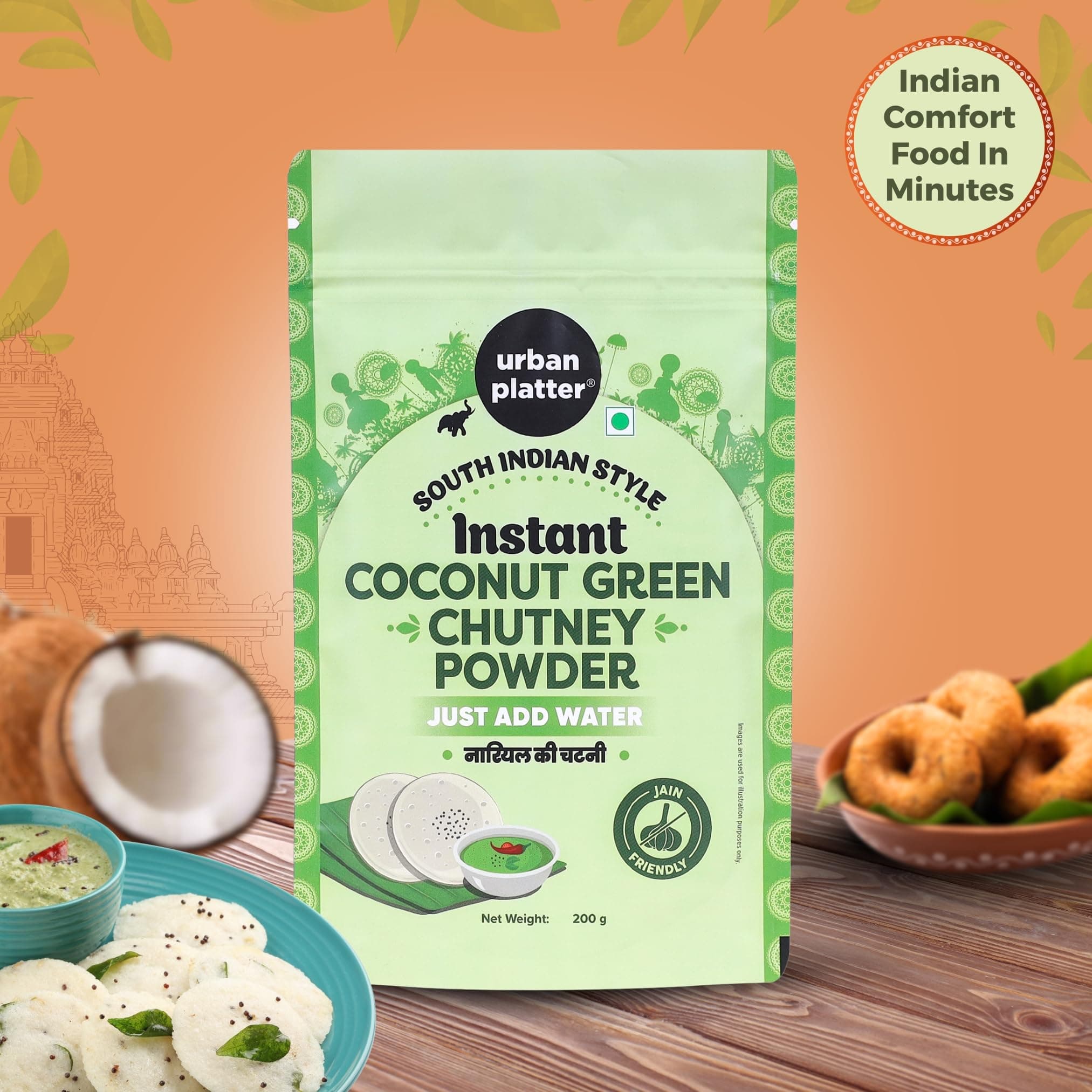 Urban Platter South Indian Style Instant Coconut Green Chutney Powder, 200g / 7oz [Nariyal ki Chutney, Just Add Water] — image 7