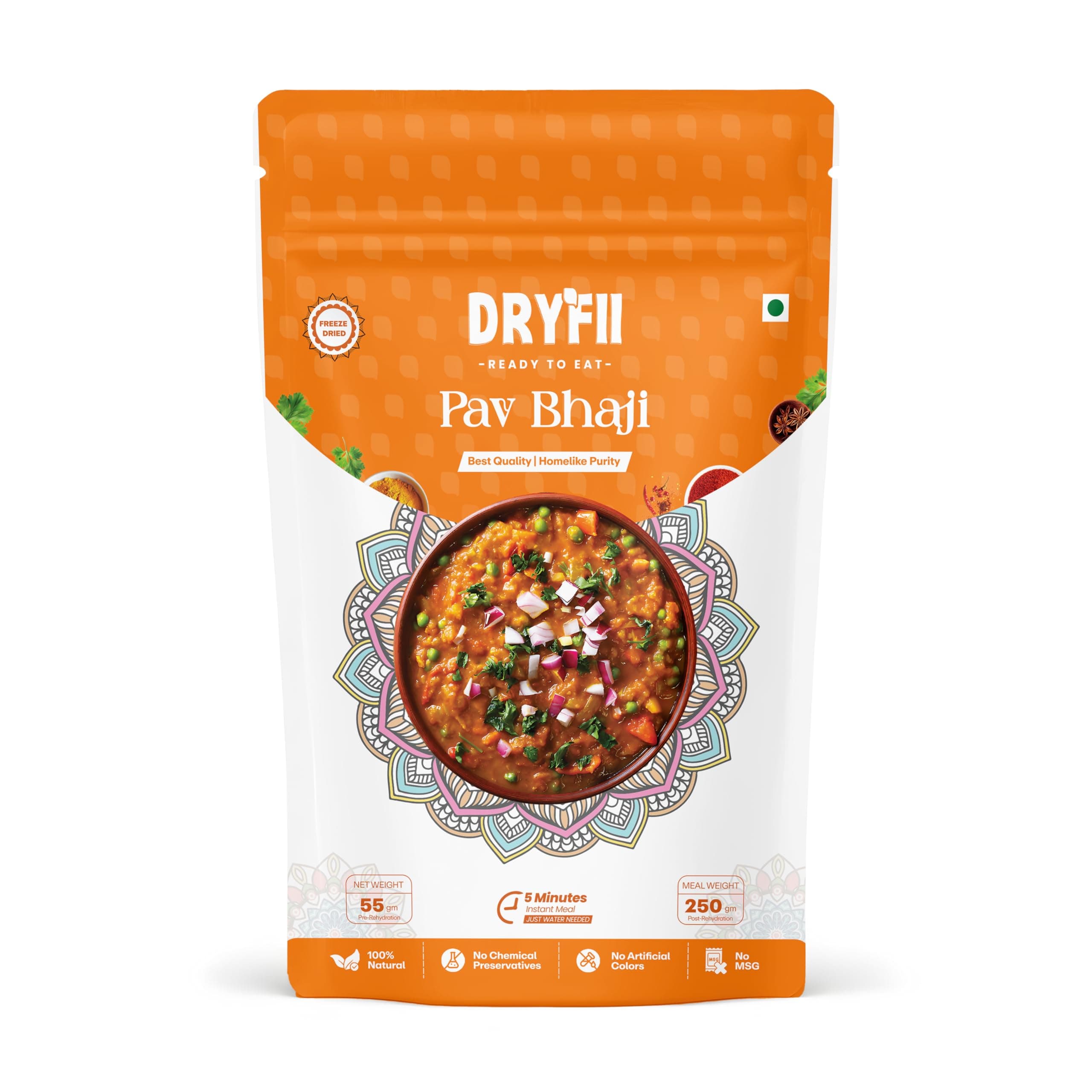 Dryfii Ready to Eat Idli Sambhar | South Indian Instant Breakfast | No Preservatives | Freeze Dried | Healthy & Tasty | Travel Friendly Veg Meal (50g Makes 230g) — image 4
