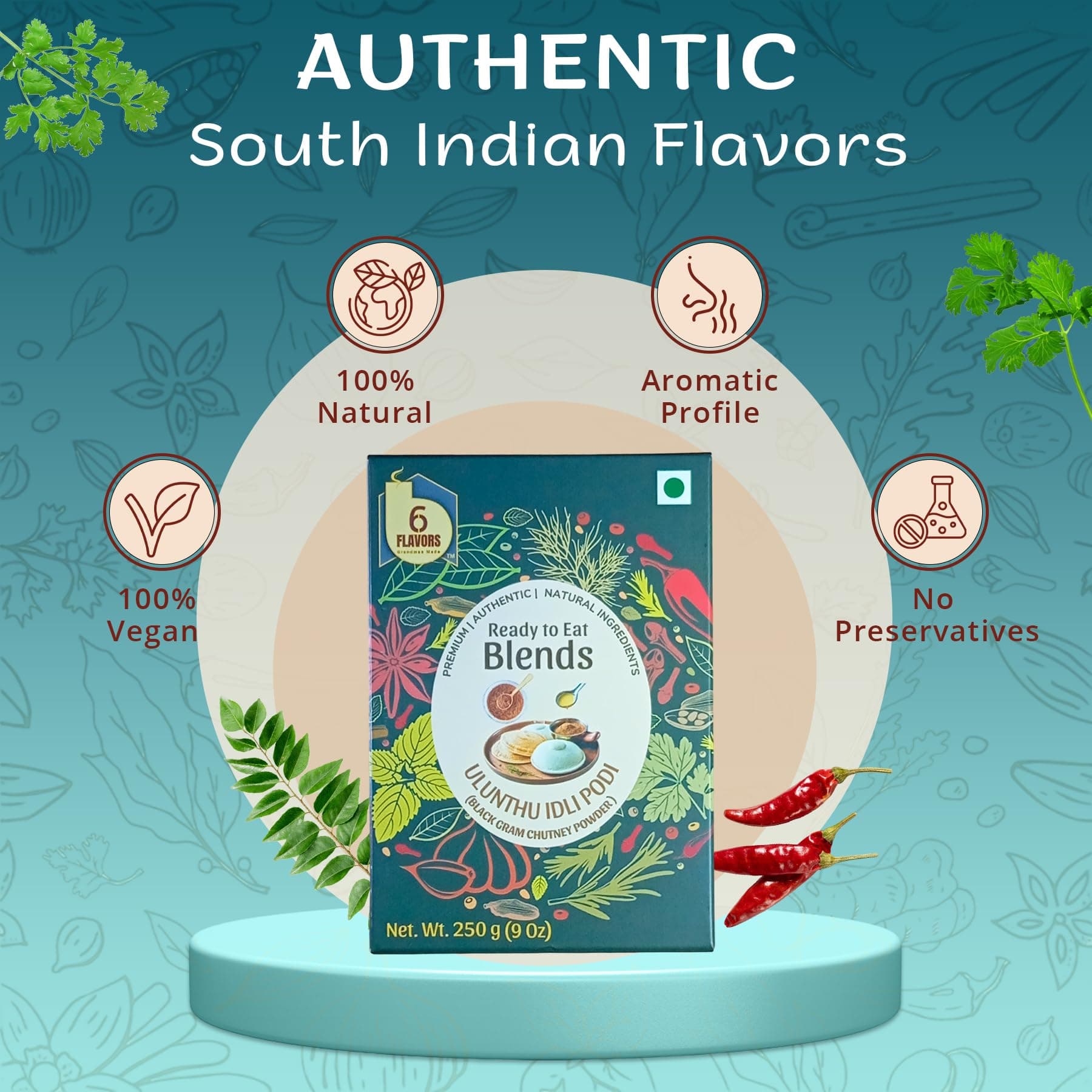 6Flavors Combo Pack: Paruppu Podi, Ulunthu Podi, Kollu Podi | 3 x 250g | Chutney/Rice mix Powders | No Onions, Garlic, Preservatives | Ideal for Idli, Dosa & Rice. — image 7