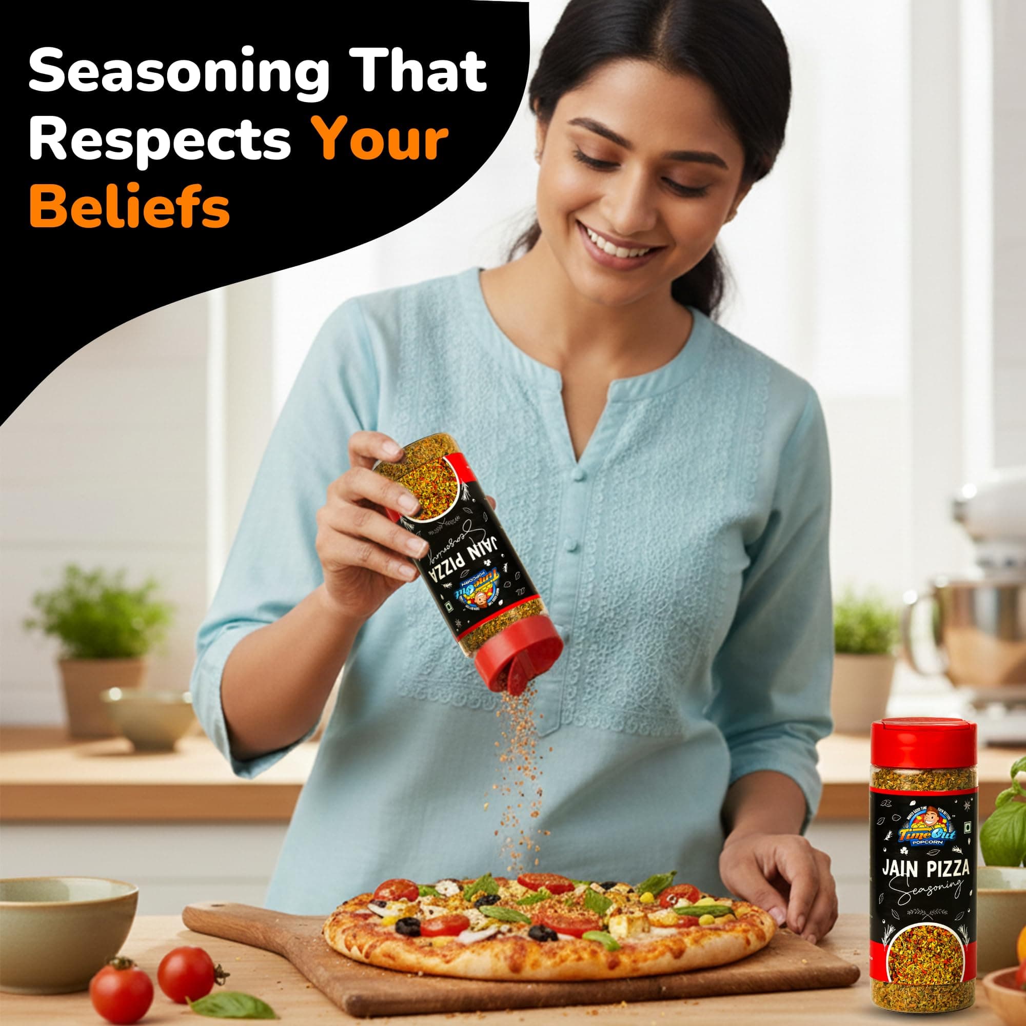 Time Out Popcorn No Garlic & Onion Jain Pizza Seasoning,120g, Pasta,Italian & Indian Dishes,Pack of 2 — image 7