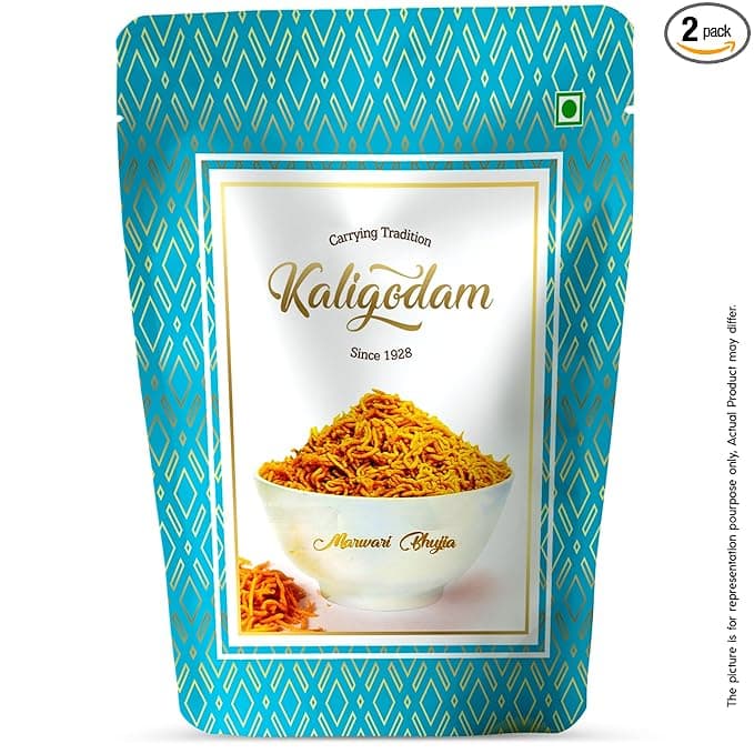 Kaligodam Marwari Bhujia Combo (2 x 400g) – Authentic Rajasthani Namkeen | Crispy & Spicy Tea-Time Snack | Cold-Grinded Besan & Handpicked Spices | No Onion, No Garlic | Ready to Eat | 100% Vegetarian