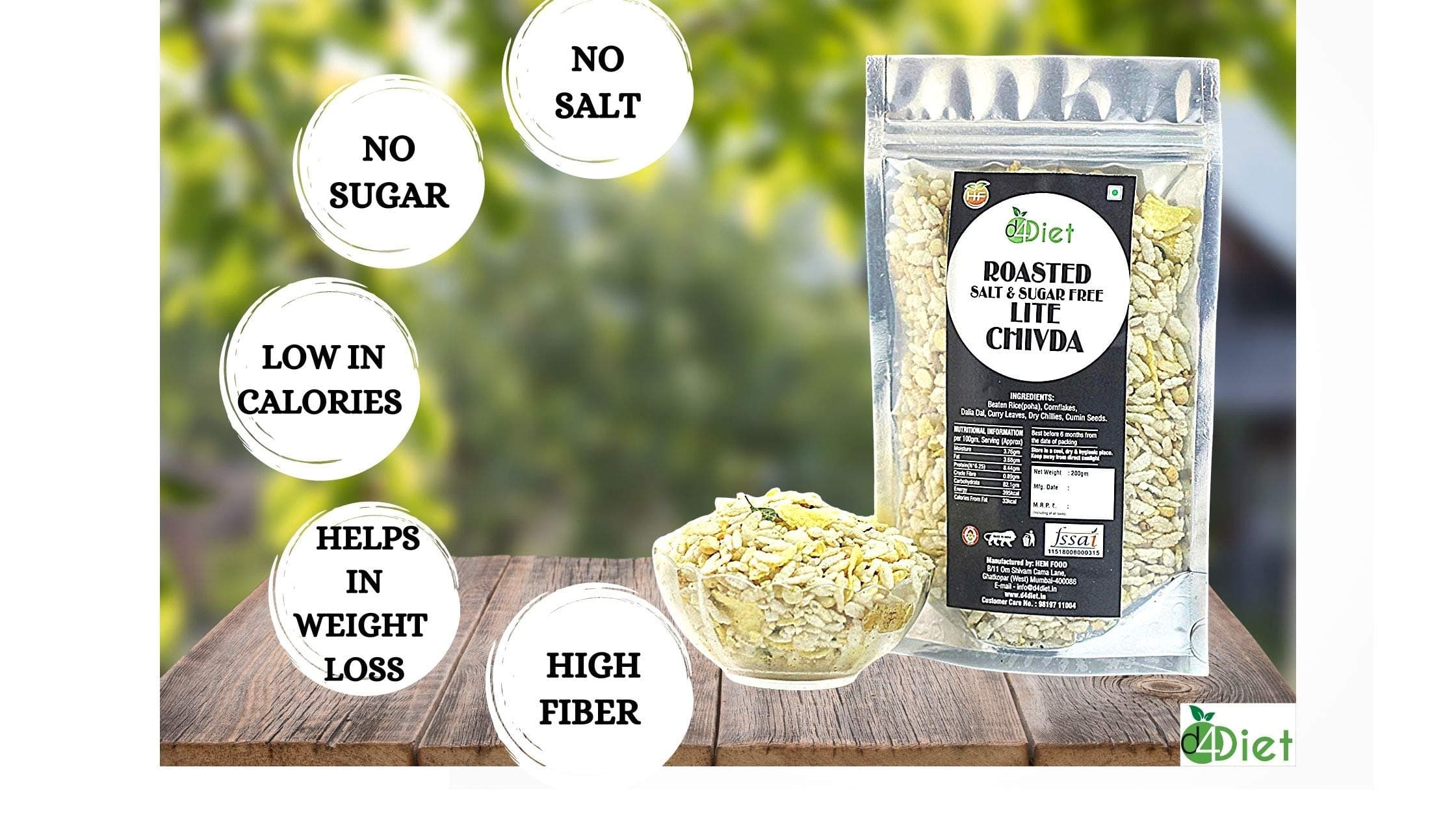 D4DIET- ROASTED SALT & SUGAR FREE LITE CHIVDA-NAMKEEN/ROASTED SNACKS/HEALTHY SNACKS — image 3