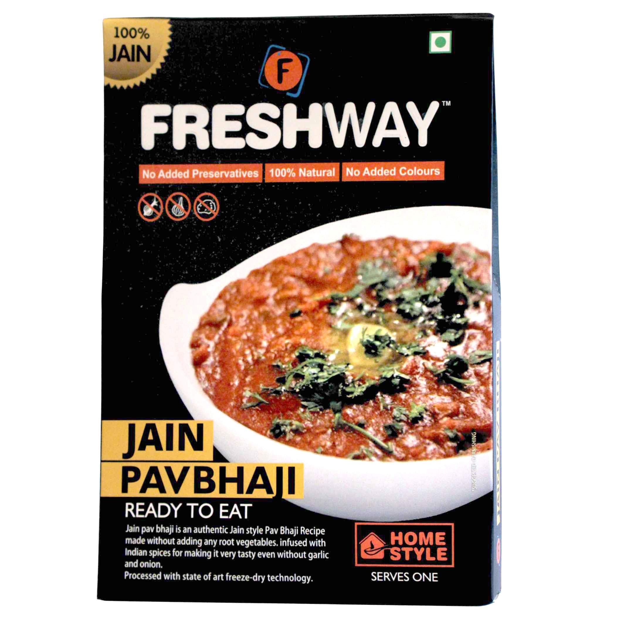 Freshway Pack of 2 (Jain Pav Bhaji & Jain Pav Bhaji) Ready to Eat Freeze Dried with No Added Preservative & Colors — image 2