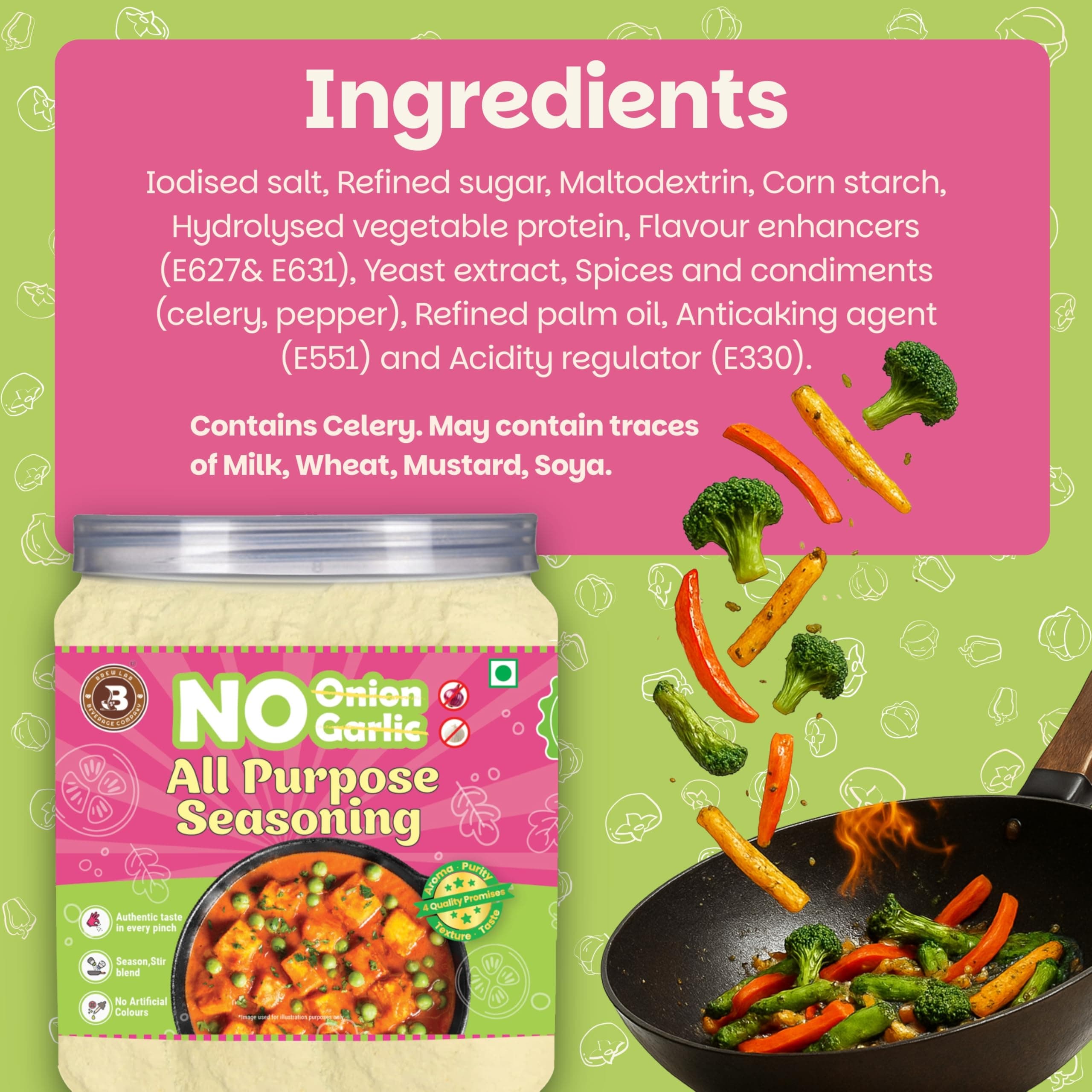 Brew Lab All-Purpose Seasoning (No Onion & Garlic) | Jain-Friendly Multipurpose Masala for Cooking | Perfect for Fries, Snacks, Vegetables, Gravy, Pasta & More | 250g — image 6