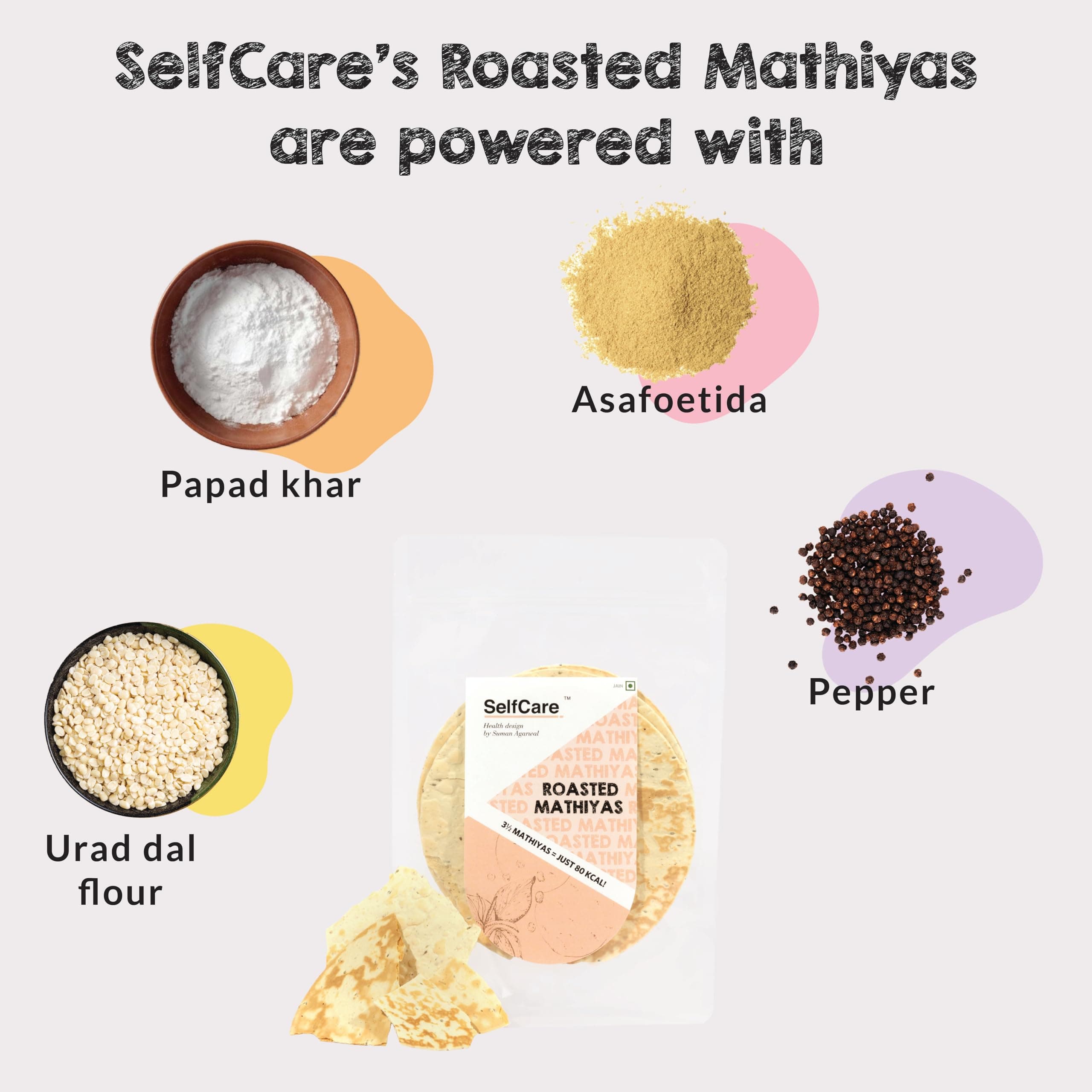SelfCare by Suman Agarwal Roasted Mathiyas Pack of 1 125g | Healthy & Gluten Free | Savoury - Snacks - Namkeen - Grocery | Mid Day - Workout - Tea time Snacking | Jain & Travel Friendly — image 2