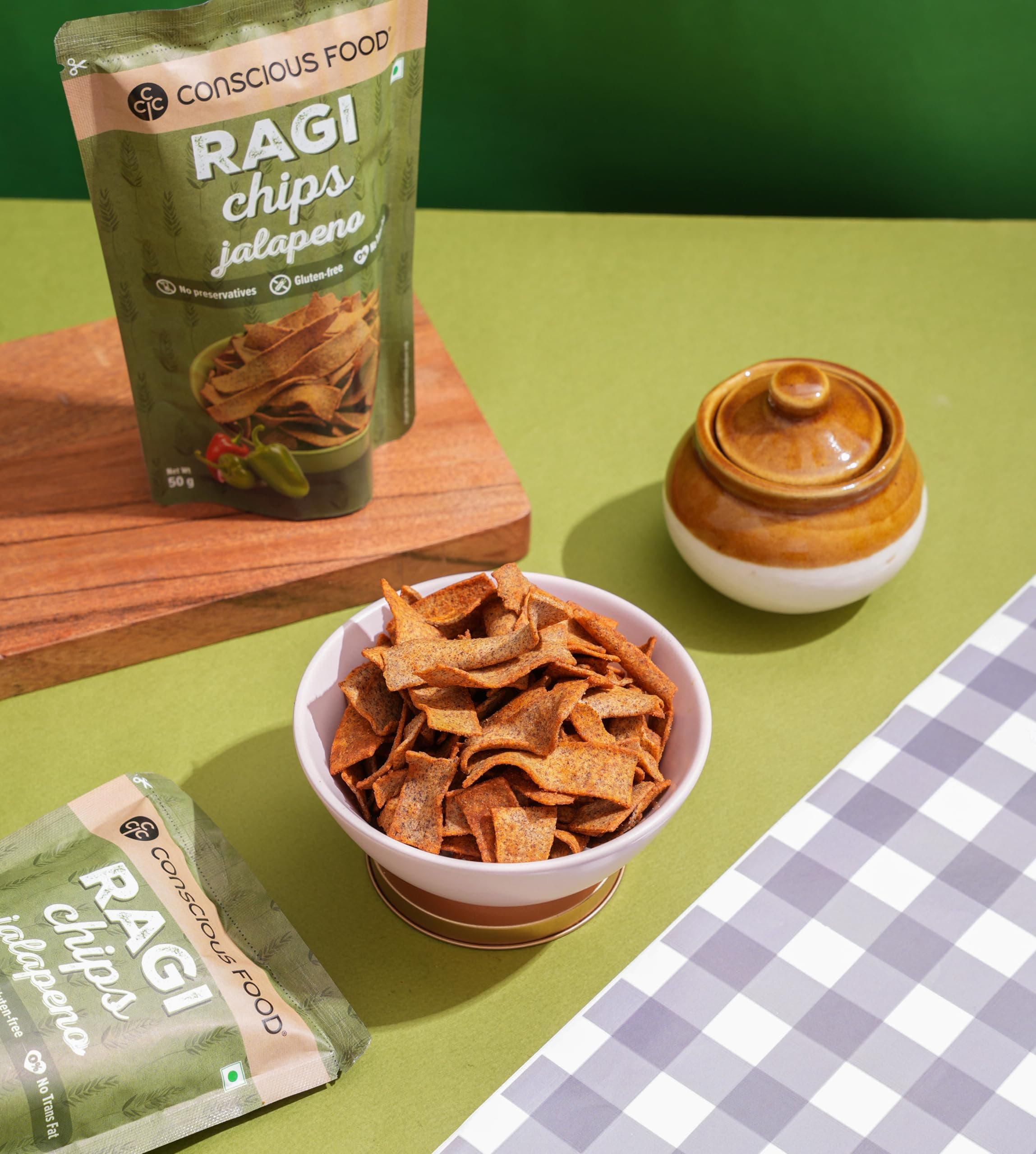 Conscious Food Ragi Chips | 50g | Wholesome & Crunchy Snack | Made with 100% Natural Ragi | Gluten-Free & Preservative-Free | High Fiber | — image 3