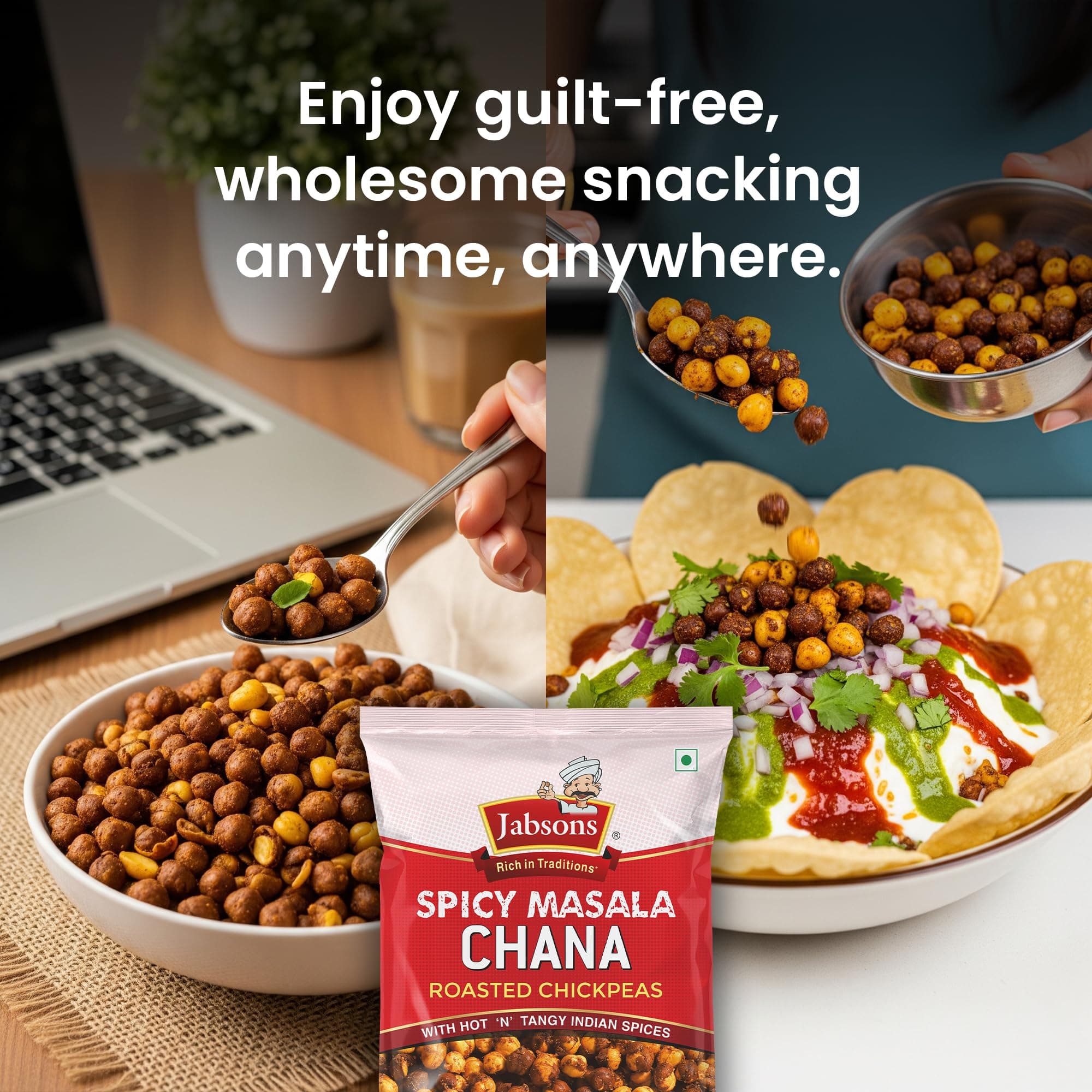 Jabsons Roasted Chana Spicy Masala, 150g | Protein-Rich Healthy Namkeen | No Onion No Garlic | Gluten-Free Roasted Chickpeas | Ready to Eat Masala Chana Snack — image 7