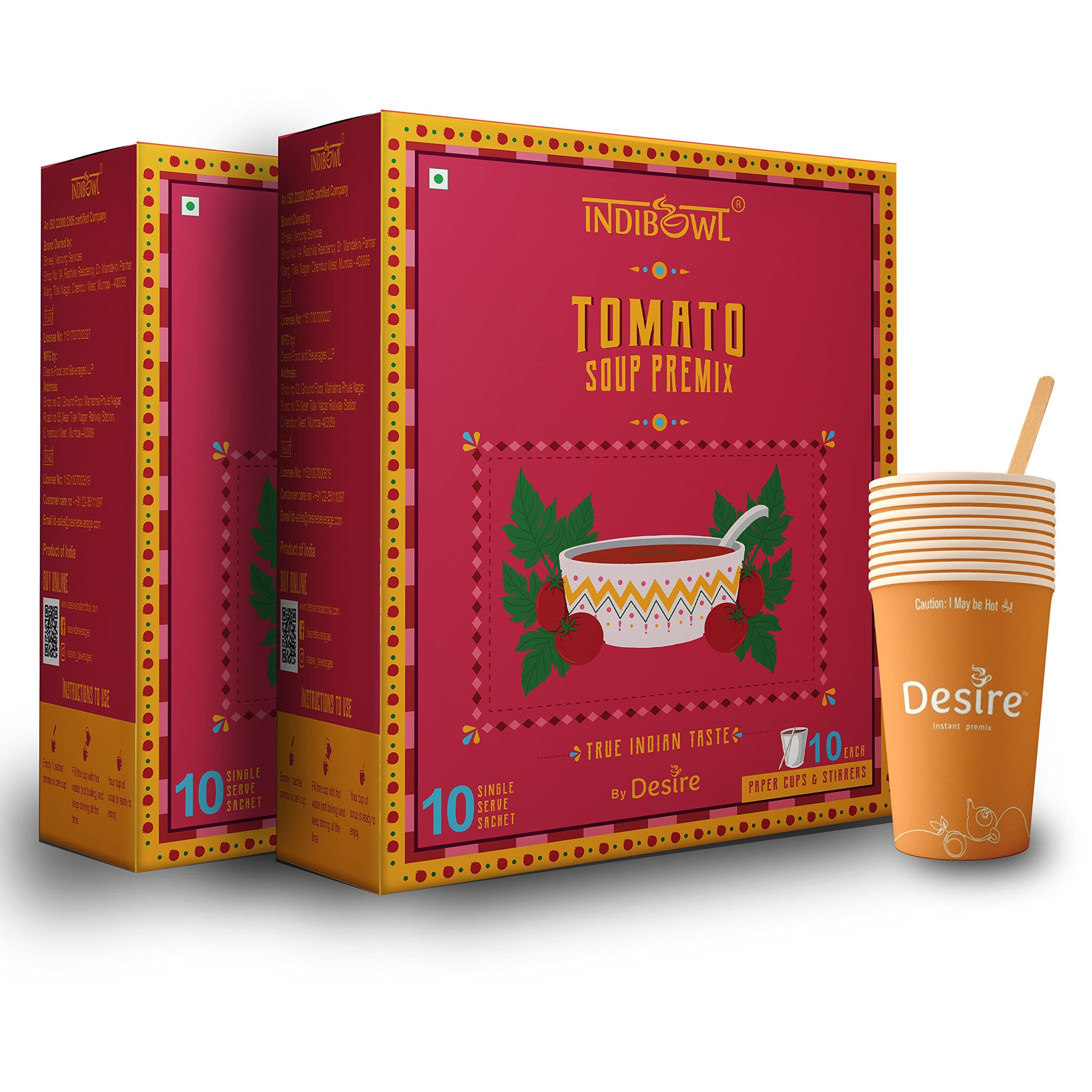 INDICUP Tomato Soup Packet | Ready to Eat Instant Soup Premix | Soup in Fresh Just Add Hot Water & Enjoy | Refreshing Taste | 20 Sachets — image 2