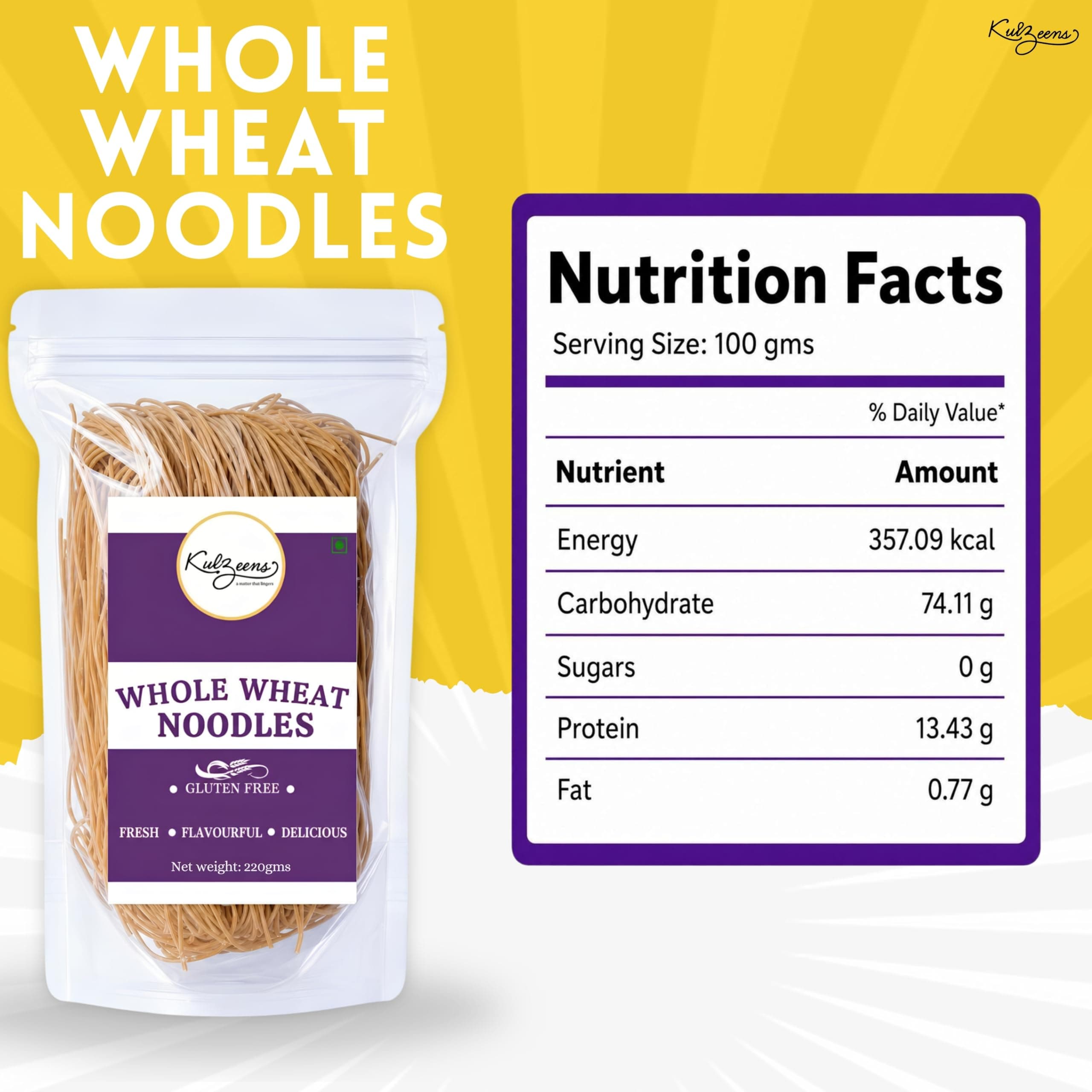 Millet Me by Kuizeens Whole Wheat Noodle - 110G |Protein & Fiber-Rich | Gluten-Free Delight | Easy-to-Make | No MSG | No Preservatives | Vegan & Wholesome |Jain | No Onion & Garlic — image 2