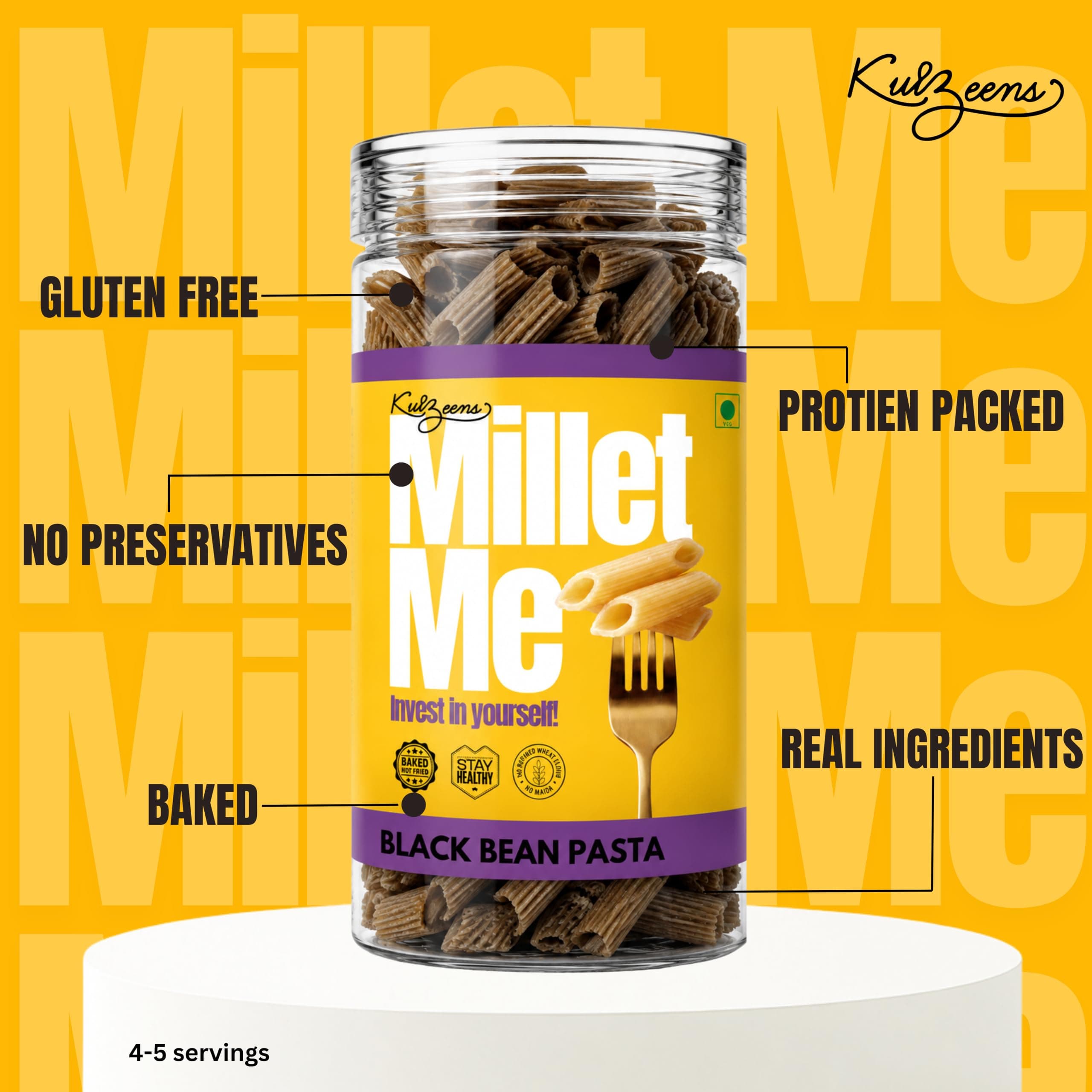 Millet Me by Kuizeens Black Bean Pasta - 230g, Pack of 2 | Gluten-Free & High-Protein | Rich in Nutrients | Easy-to-Make | No MSG | Preservative Free | Jain | No Onion & Garlic — image 6
