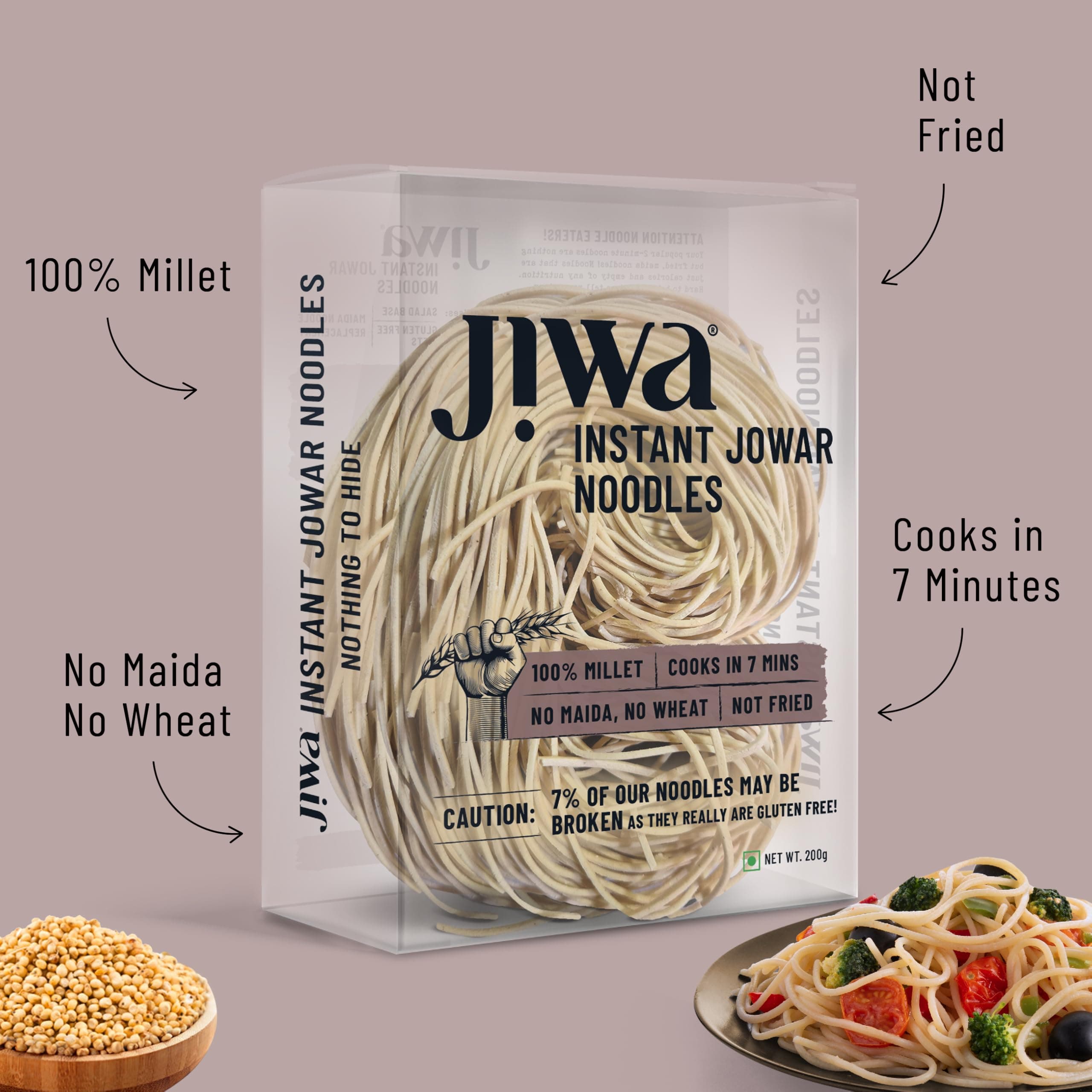 Jiwa Instant Jowar Noodles | Hakka Noodles | Cooks in 7 Minutes | Ready to Cook | 100% Millet | No Maida, No Atta | Not Fried | Gluten Free | 200 G — image 7