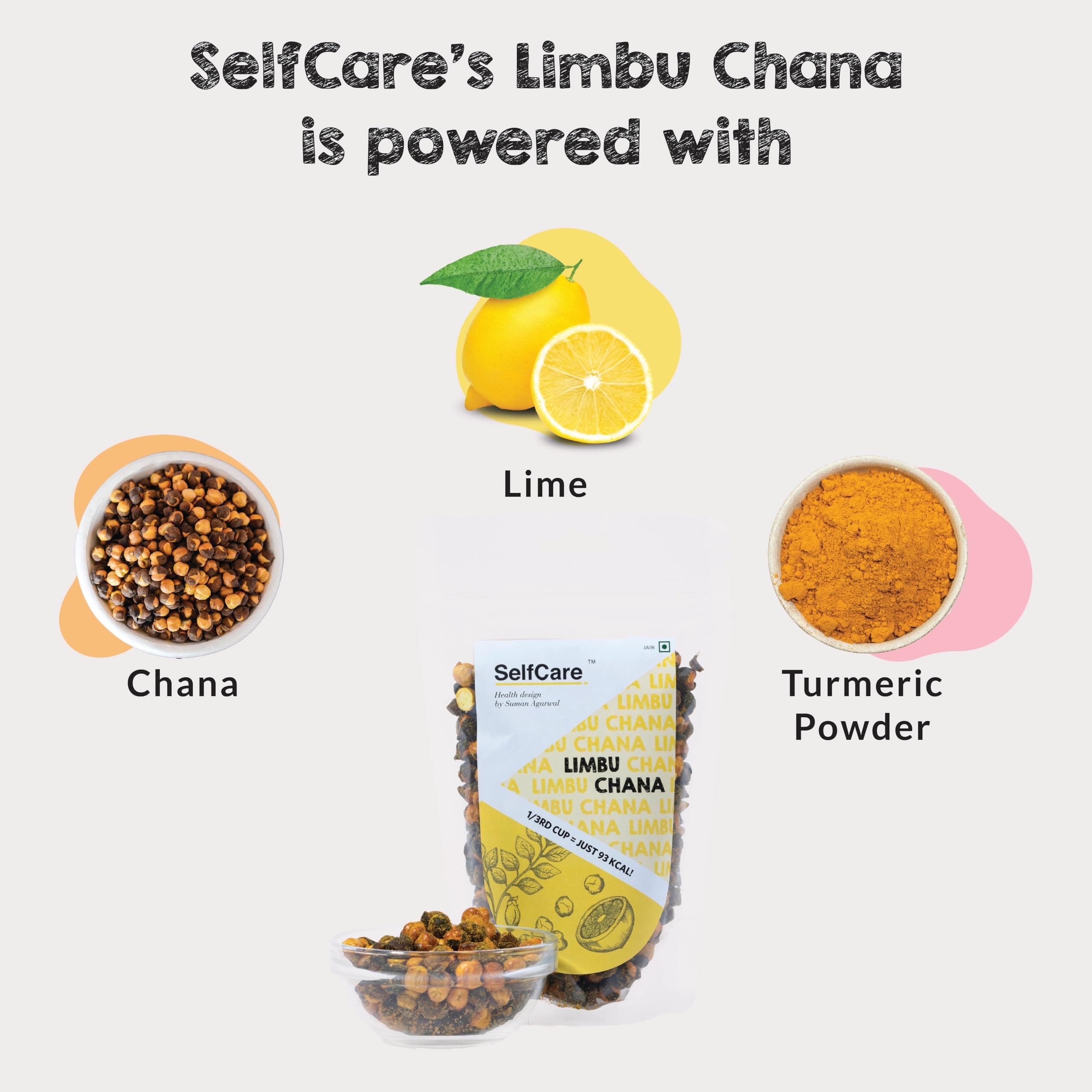 SelfCare By Suman Agarwal Limbu Chana Pack of 1 200g | Roasted - No Added Sugar - Gluten Free | Snacks - Namkeen - Grocery | Spicy Crunchy & Chatpata - Tae time Snakcing | Jain & Travel Friendly — image 2