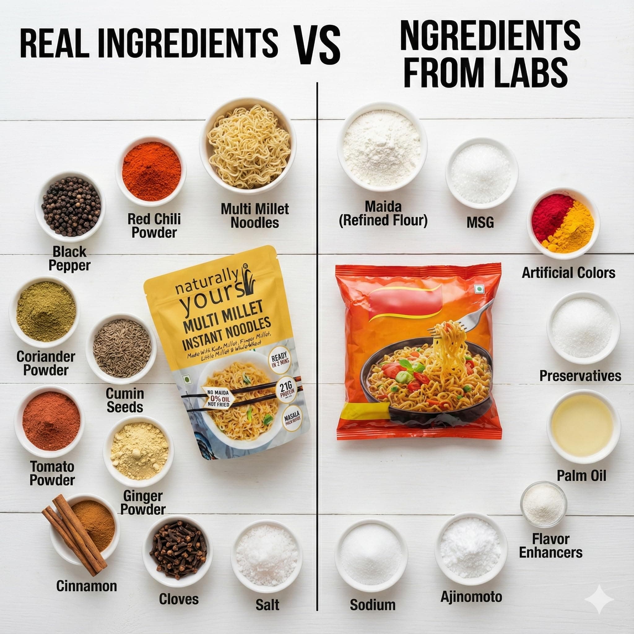 Naturally Yours Multi Millet Instant Noodles 175g | Kodo & Little Millet + Whole Wheat | 21g Protein | High Fiber | No Maida | Non-Fried | No Onion No Garlic Jain-Friendly | Tastemaker | Pack of 1 — image 4