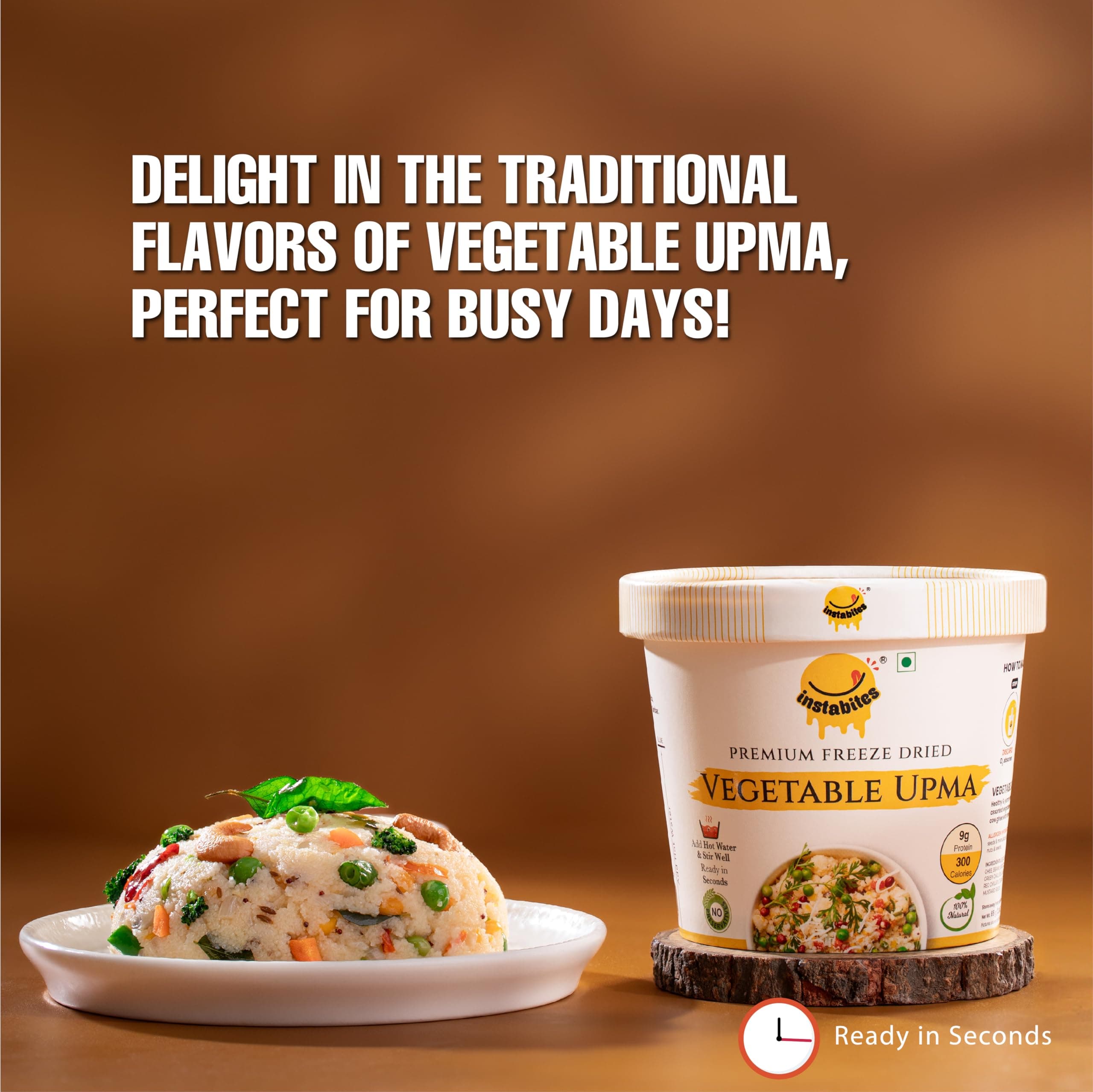 Instabites Ready to Eat Vegetable Upma Cup 65g, No Added Preservatives and Ready to Eat in Minutes - Pack of 1 — image 4
