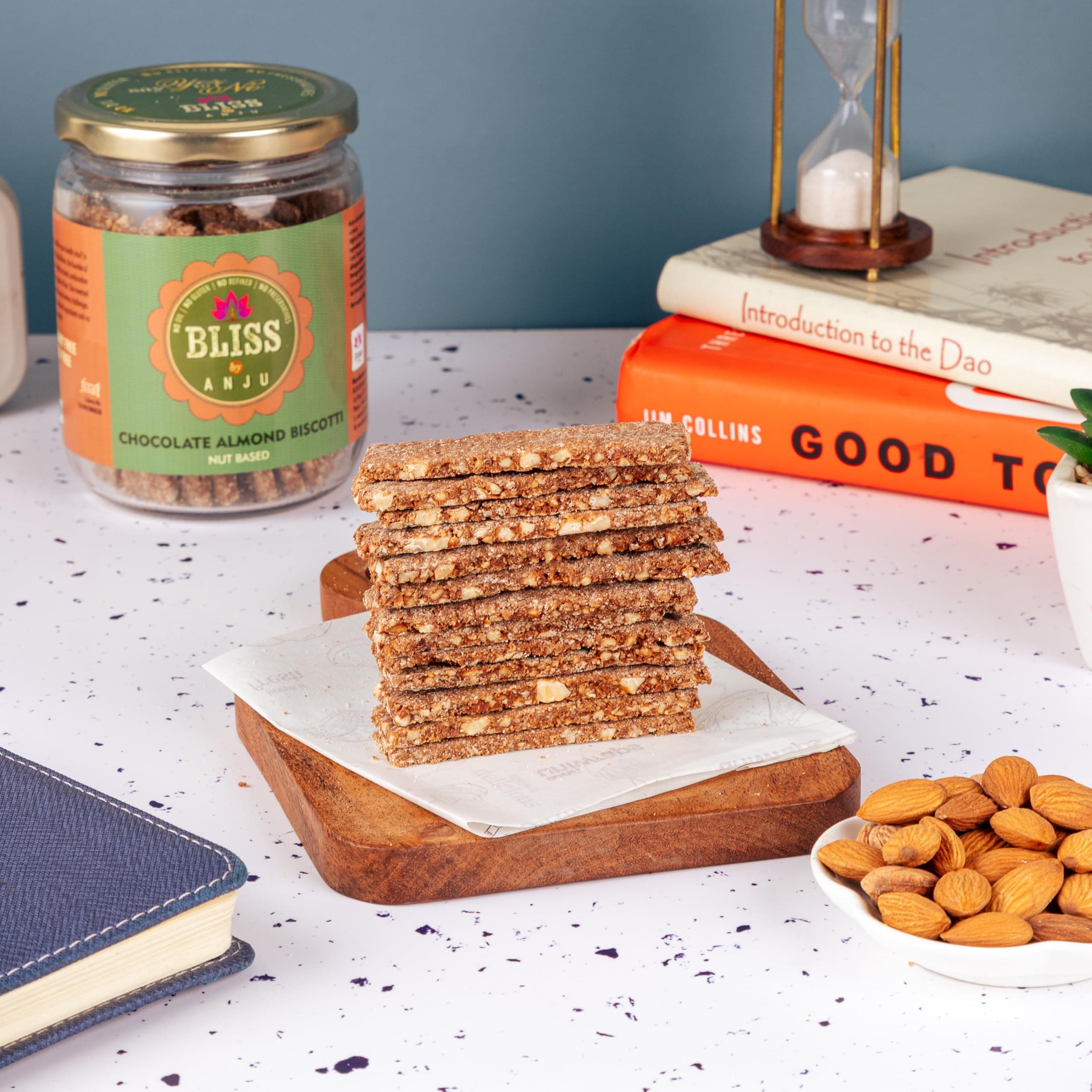 Bliss by Anju Chocolate Almond Biscotti 200g | Contains 38g Protein Per Pack | Activated Almonds & Premium Cocoa | Baked, Gluten-Free | Rich in Fibre & Healthy Fats | Wholesome Crunchy Snack — image 3