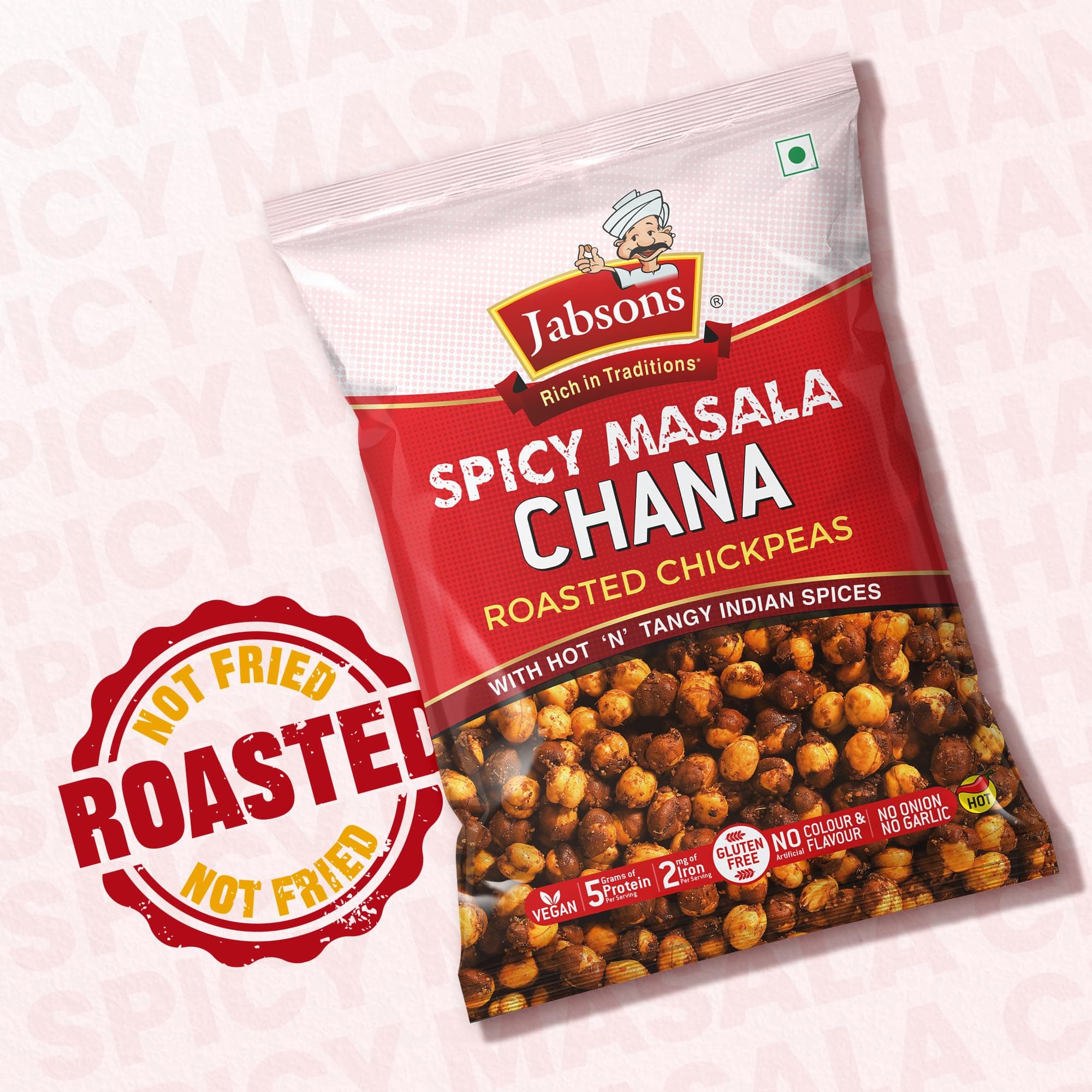 Jabsons Roasted Chana Spicy Masala, 150g | Protein-Rich Healthy Namkeen | No Onion No Garlic | Gluten-Free Roasted Chickpeas | Ready to Eat Masala Chana Snack — image 3