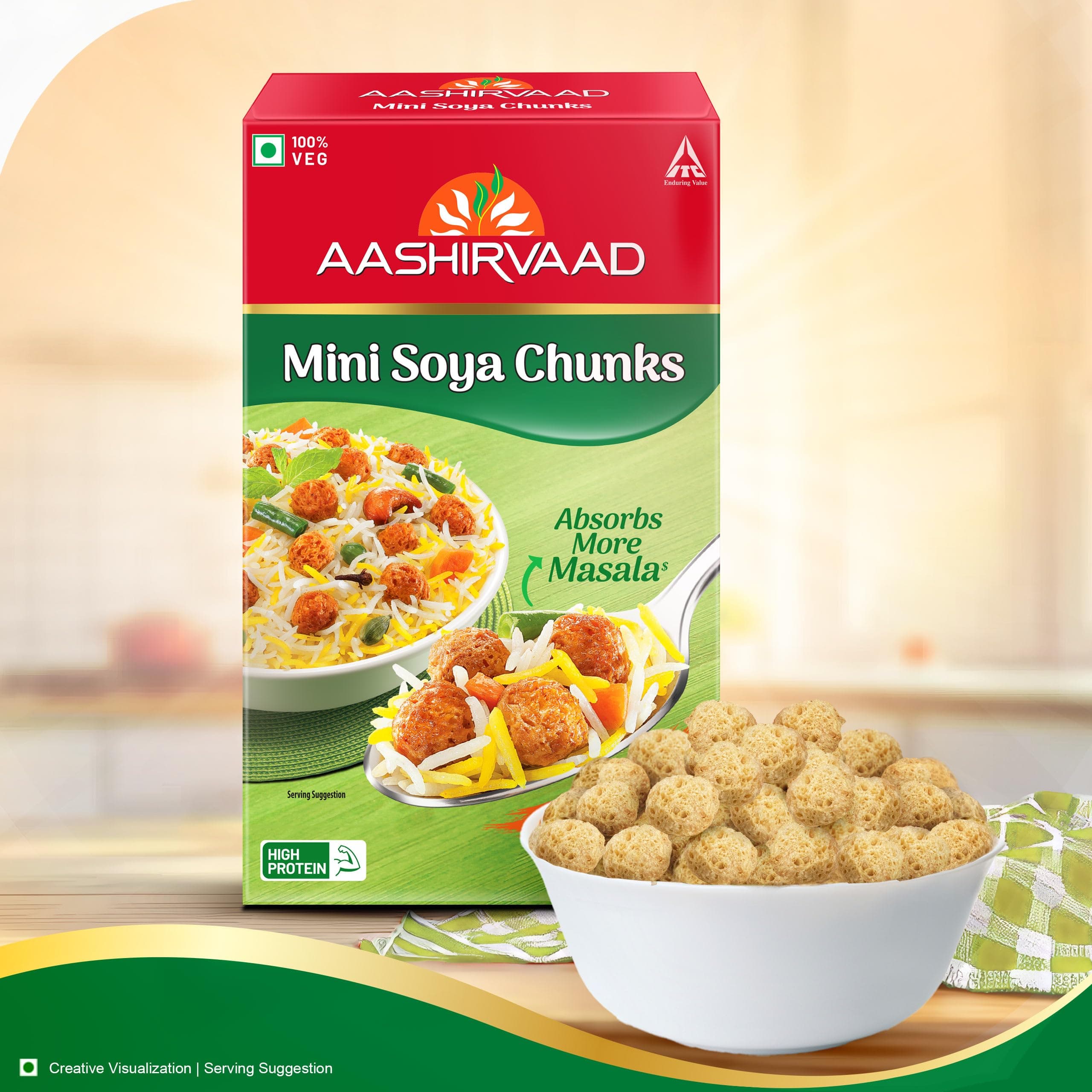 Aashirvaad Mini Soya Chunks, 100% Veg, Absorbs More Masala, Juicy & Tasty, High Protein, 200g Pack — image 3