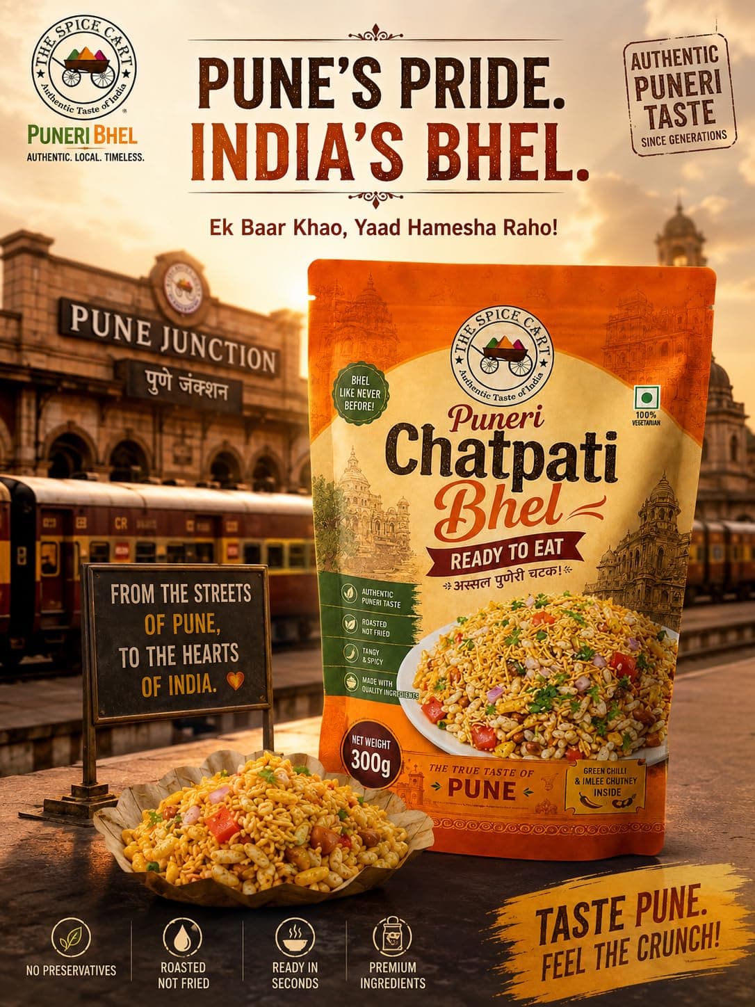 Pune's famous Chatpati Bhel Family Pack, Puffed Rice Savoury Mix with Green Chilli & Imlee Chutney, 300g Puneri chatpati bhel, no onion no garlic chutney so used as jain bhel also — image 6