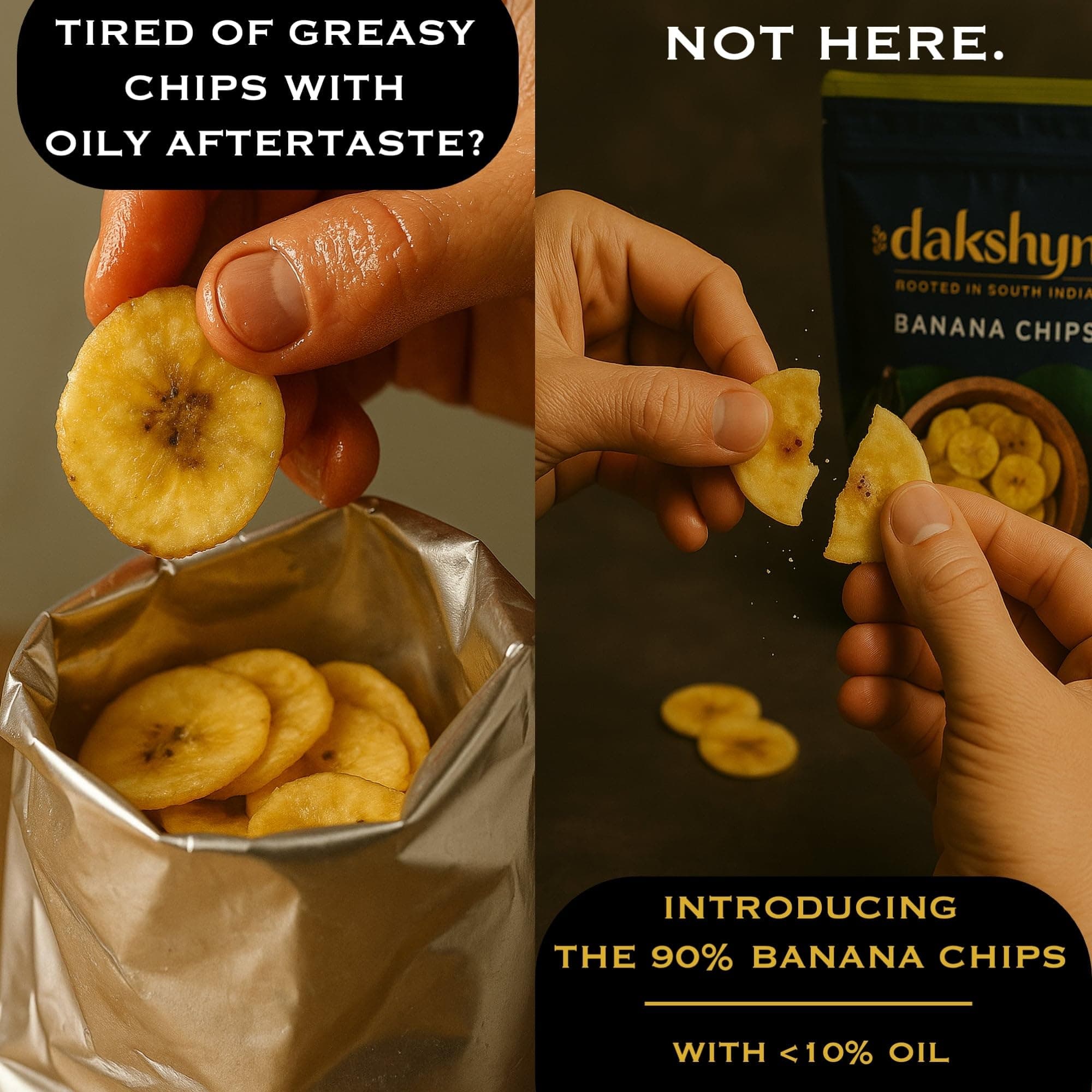 Dakshyn Nendran Yellow Banana Classic Satled Wafer Chips (200g x Pack of 2) | Jain Snacks No Onion No Garlic | Oil Free Snacks | Healthy, Gluten Free, Vegan, Plant Based | Kerela Banana Salted Chips — image 9