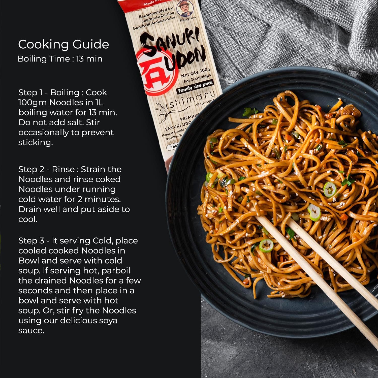 Pocket Kitchen Ishimaru Premium Sanuki Udon Noodles - 600gram (300gram X 2) | Made in Japan | Highest Grade 100% Japanese Wheat | No Maida, No Preservatives, Not Fried but Dried, No MSG — image 6