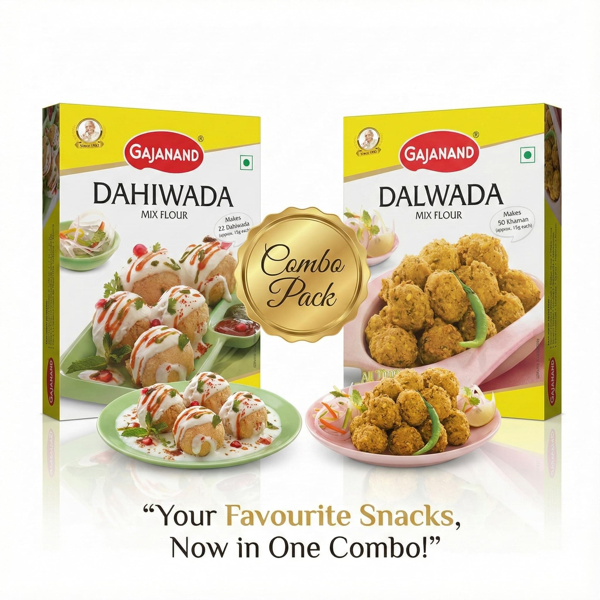 GAJANAND Instant Mix Combo Pack | Dalwada Mix Flour, Dahiwada Mix Flour, 400 gm Each | Easy to Make Healthy Breakfast mix — image 3