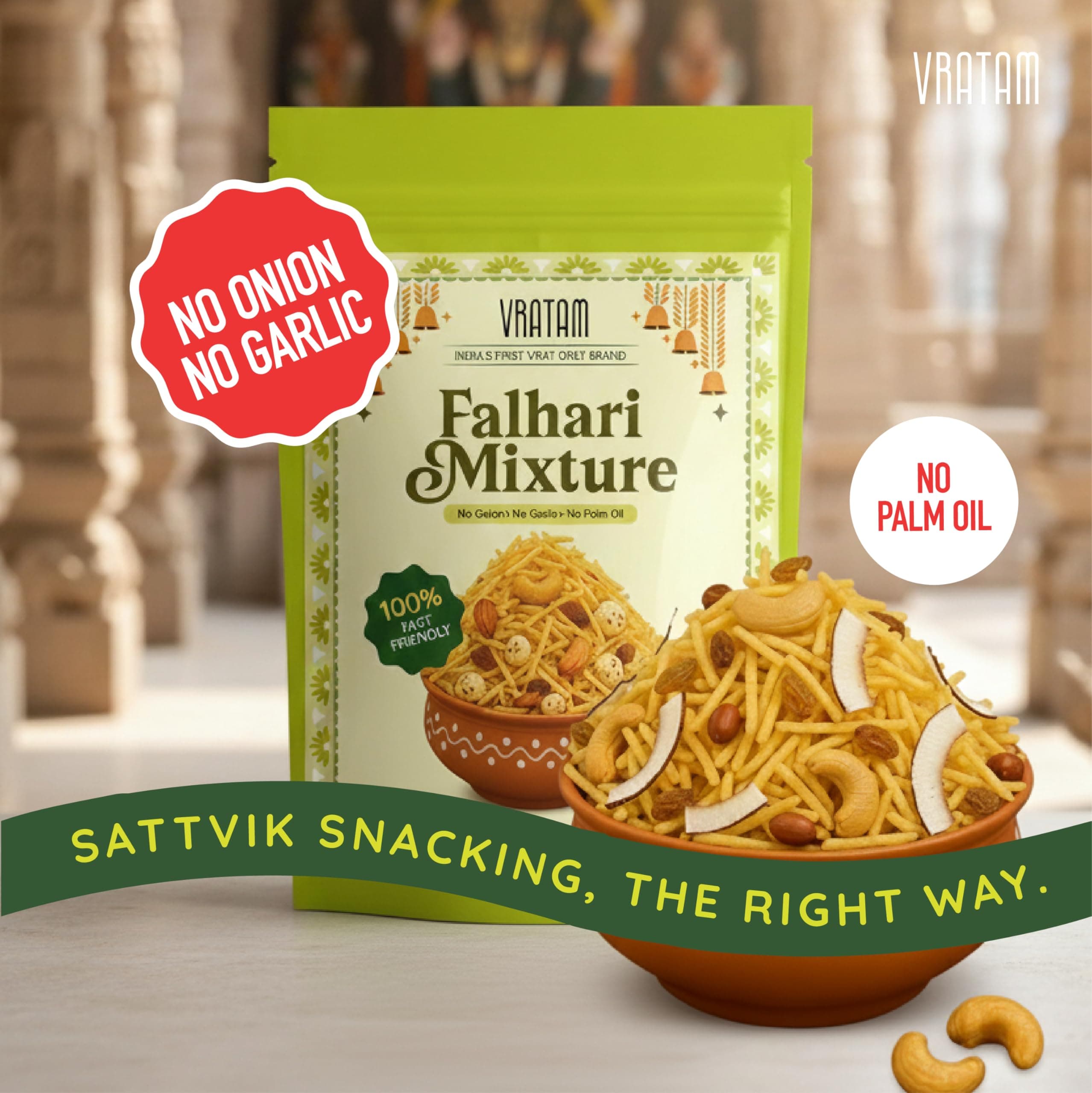 Vratam Falhari Trail Mix | Healthy Homemade Namkeen for Diet | No Onion No Garlic No Palm Oil | Guilt Free Snacks made in Groundnut Oil | Sweet and Salty Mixture for Home | 190G (pack of 1) — image 9