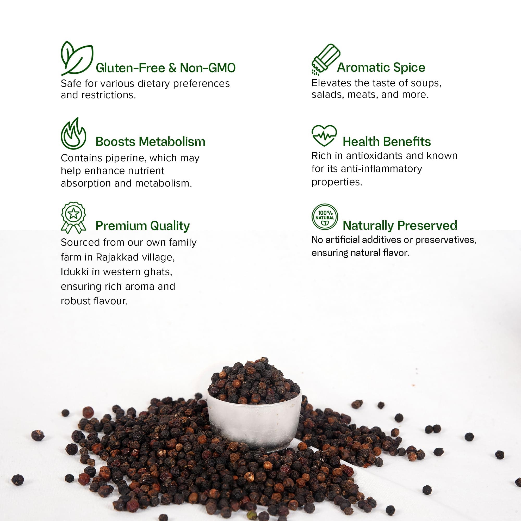 Spice Spectrum EXPORT GRADE MG 1 Whole Black Peppercorns 100 gms ( Malabar Garbled 1) | Kerala idukki Fresh Kali Mirch | Black Pepper | Kurumulaku | Kosher Black Pepper Spice for Seasoning, Bulk Refill, Mix | Bold Flavour for Every Dish — image 5