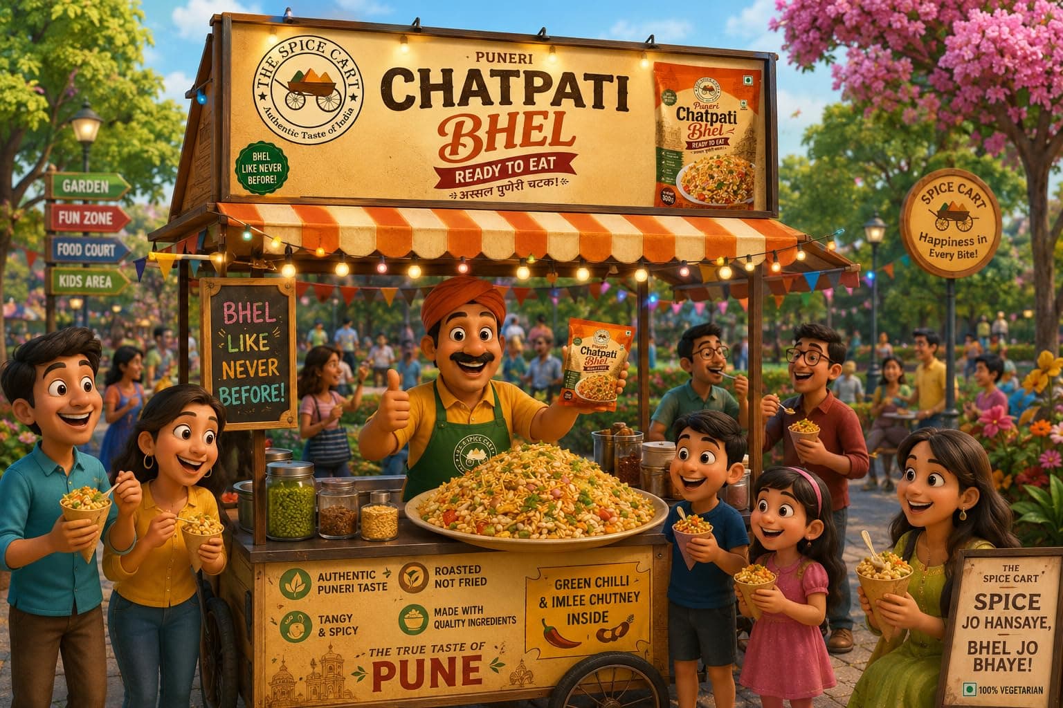 Pune's famous Chatpati Bhel Family Pack, Puffed Rice Savoury Mix with Green Chilli & Imlee Chutney, 300g Puneri chatpati bhel, no onion no garlic chutney so used as jain bhel also — image 5