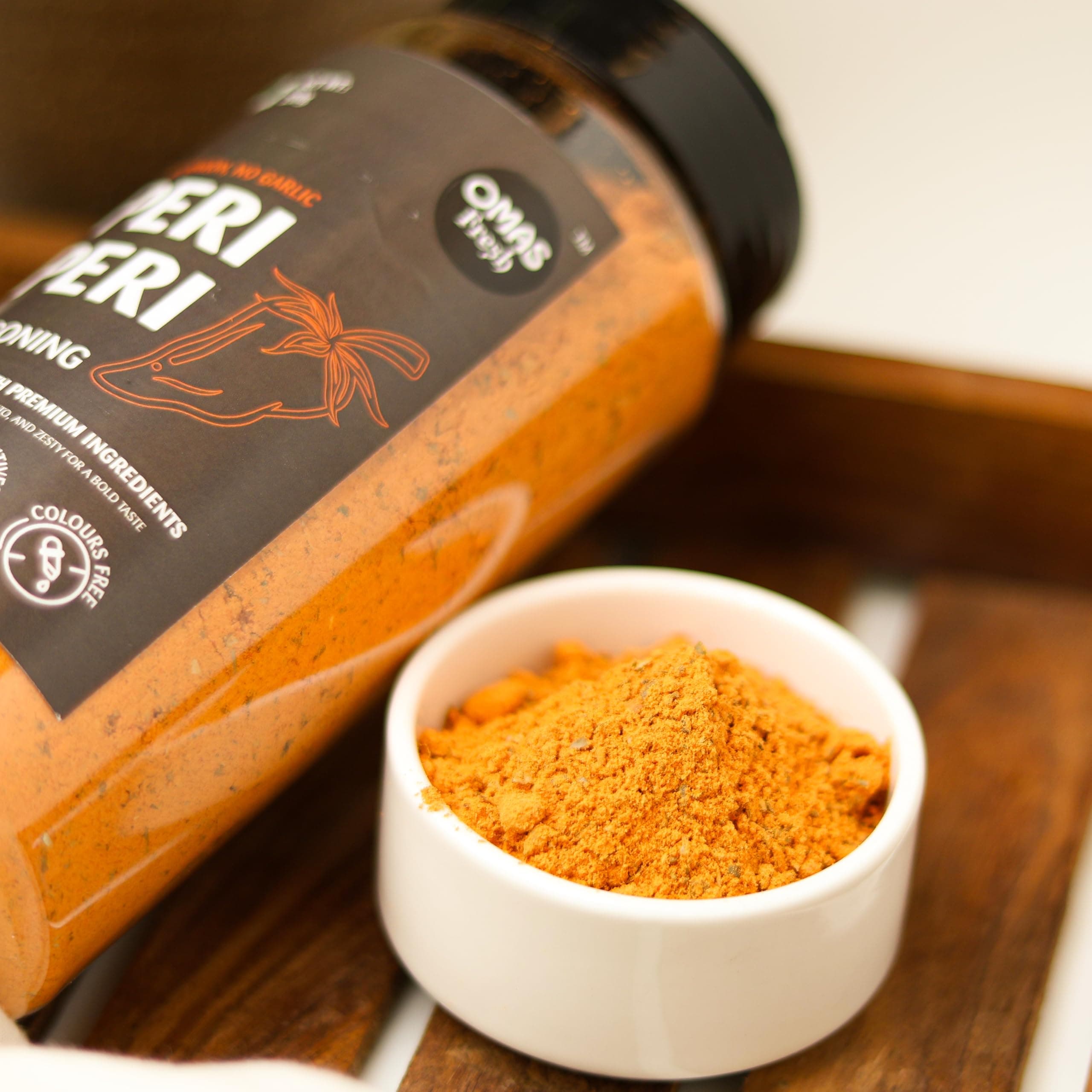 Omas Fresh Jain American Peri Peri Seasoning | No Onion, No Garlic Peri Peri Seasoning Best for Makhana, Pop-Corn, Savouries (250g, Jain Peri Peri) — image 4