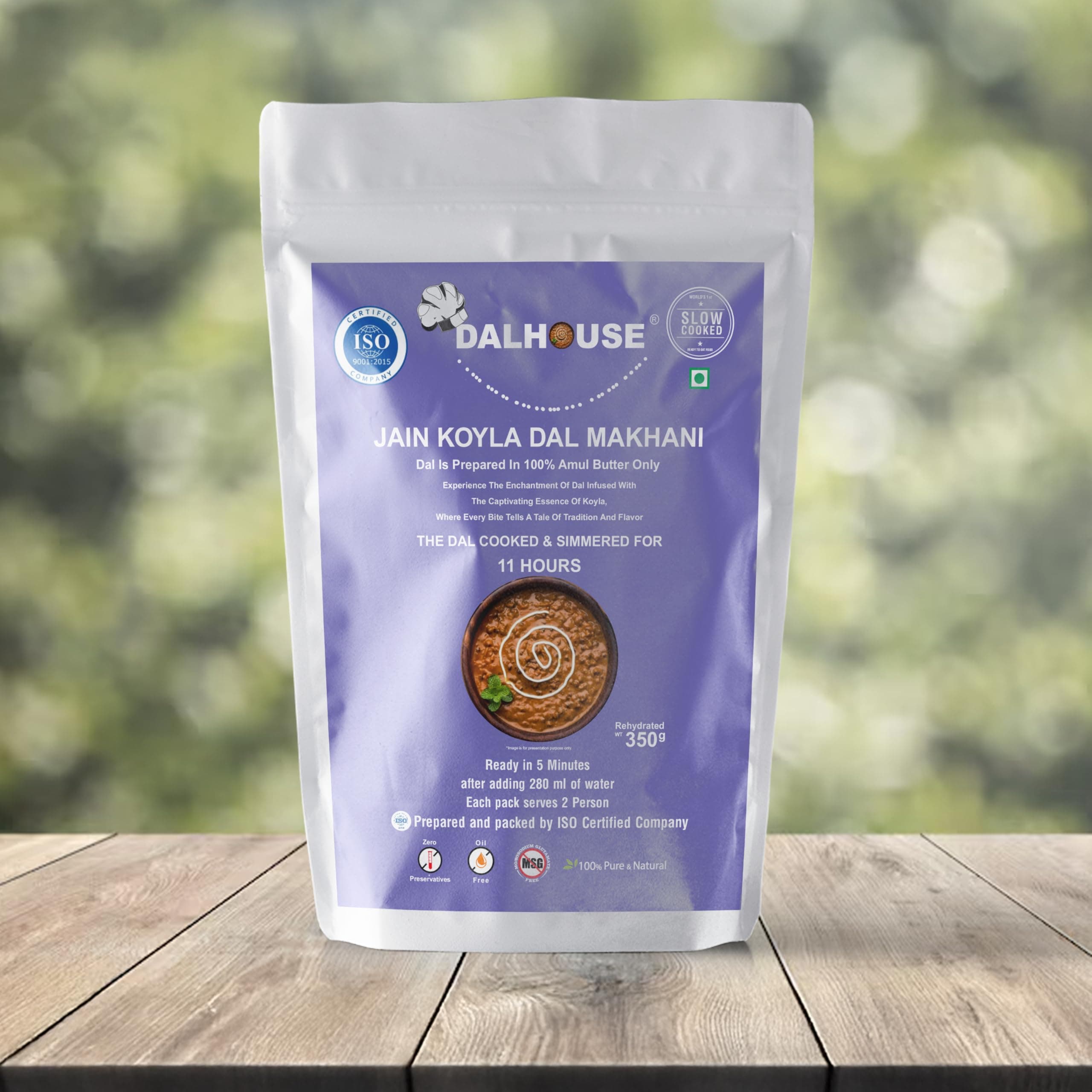 DALHOUSE Jain Koyla Dal Makhani — Ready to Eat | Just Heat and Eat | Restaurent Style Pure Veg Dal Makhni | Cream and Kidney Beans | No Added Perservatives | No Onion, No Garlic | Ready to Cook Travel Food