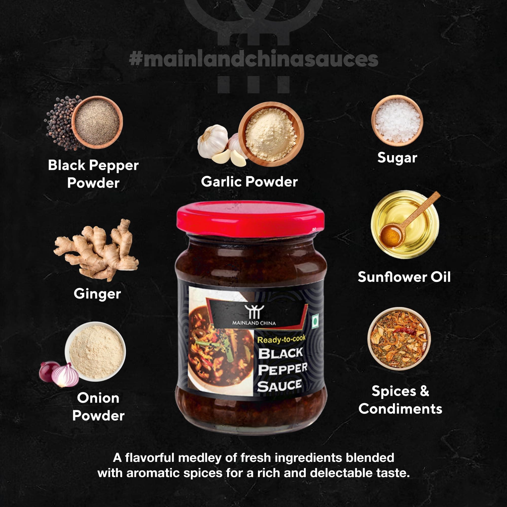 Mainland China Black Pepper Sauce 225g | Authentic Asian Flavour | Ready to Cook Plant Based with No Artificial Flavours | Perfect for Restaurant Style Meals, Stir Fry, Sautéing & Continental Cuisine — image 3