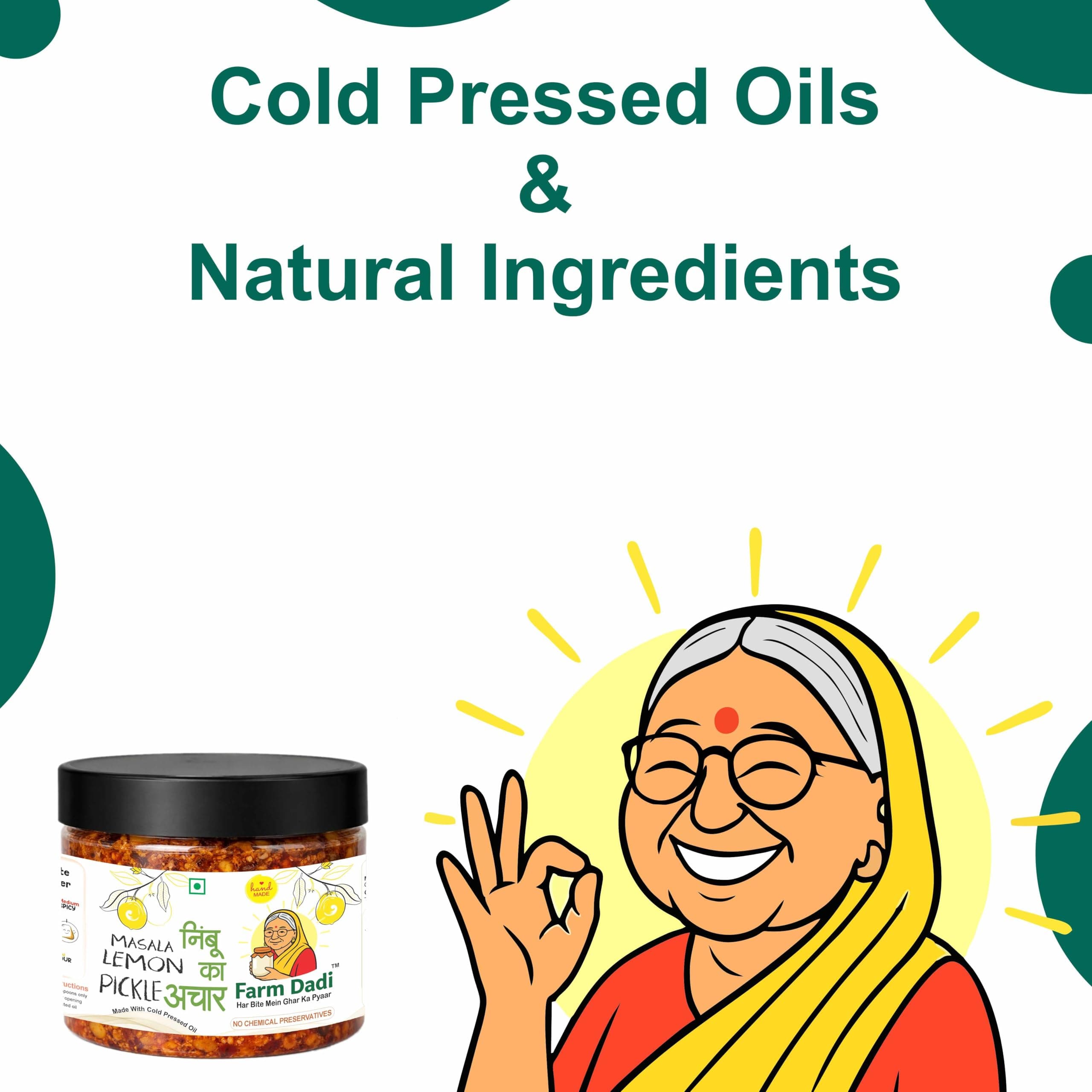 FarmDadi Masala Lemon Pickle 350g Organic | Indian Homemade Nimbu ka Achar with No Onion & Garlic | Masala & Sour Oil-Free Pickle | Traditional Grandma-Style Recipe | Organically Processed — image 8