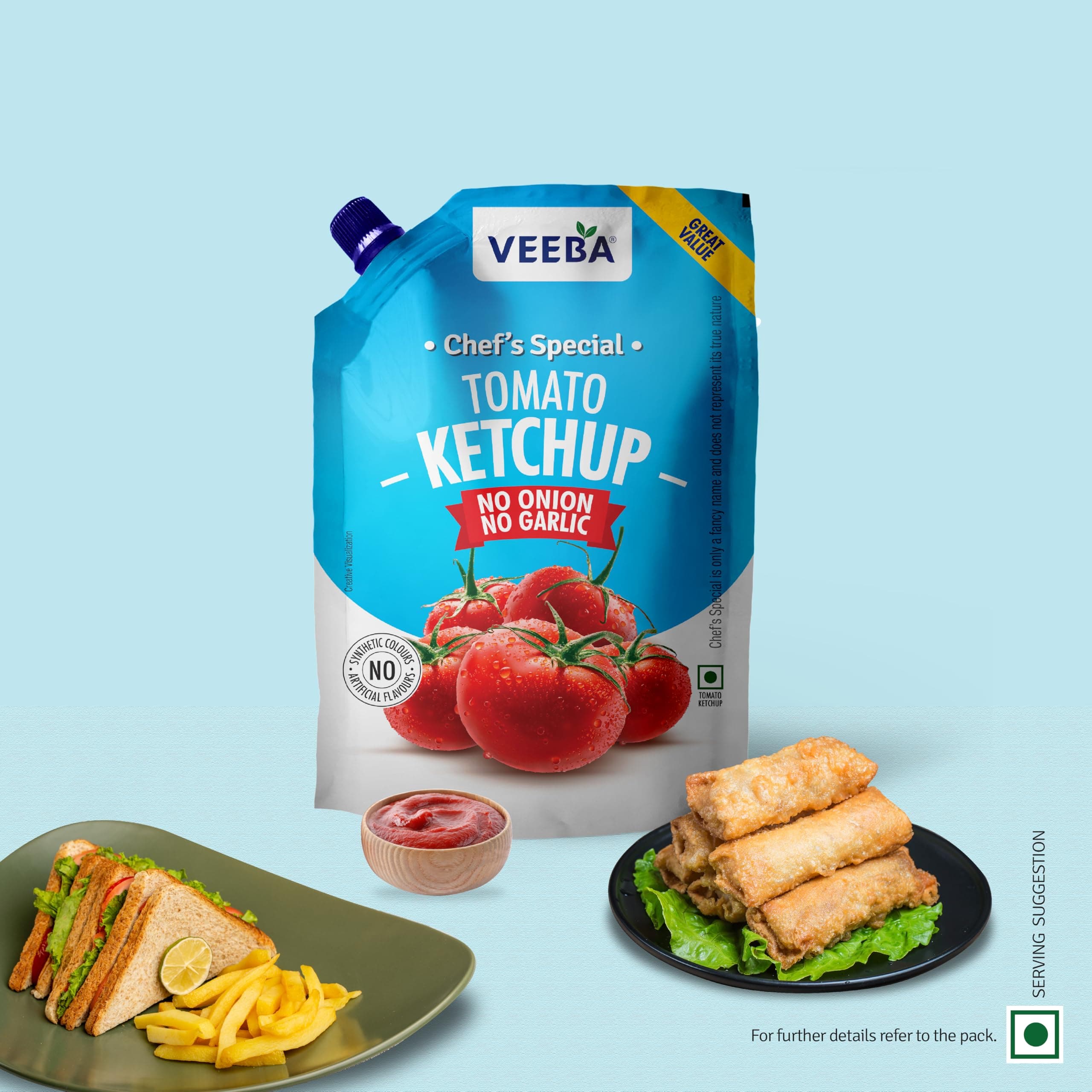 Veeba Chef's Special Tomato Ketchup No Onion No Garlic (900G) — image 5